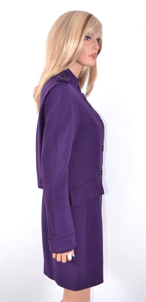 New Burberry Prorsum $2,595 Purple Wool Runway Military Coat Jacket 12 46