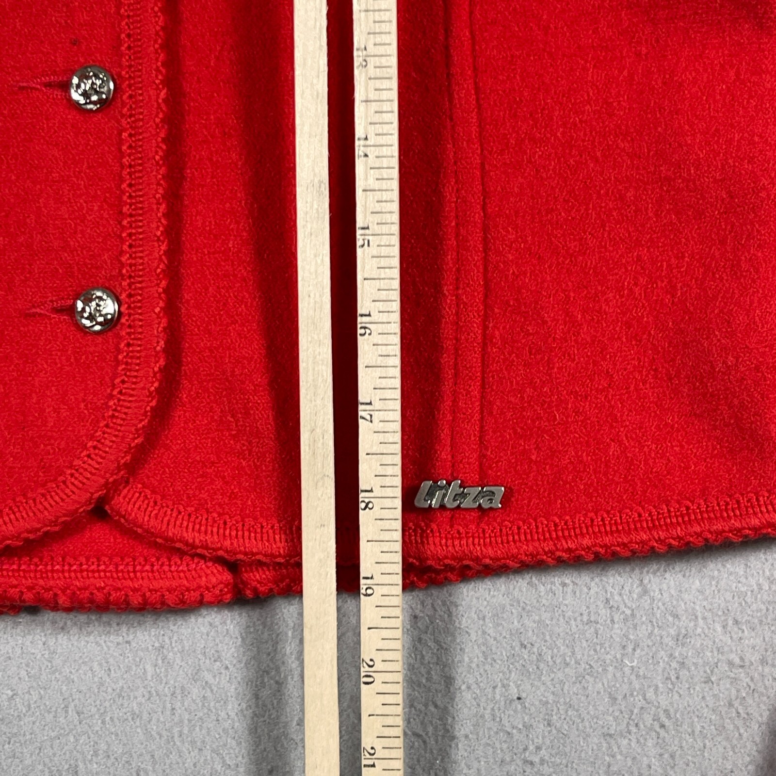 Vintage European Wool Cardigan Women US 8 Red Button Front Knit Classic Cozy