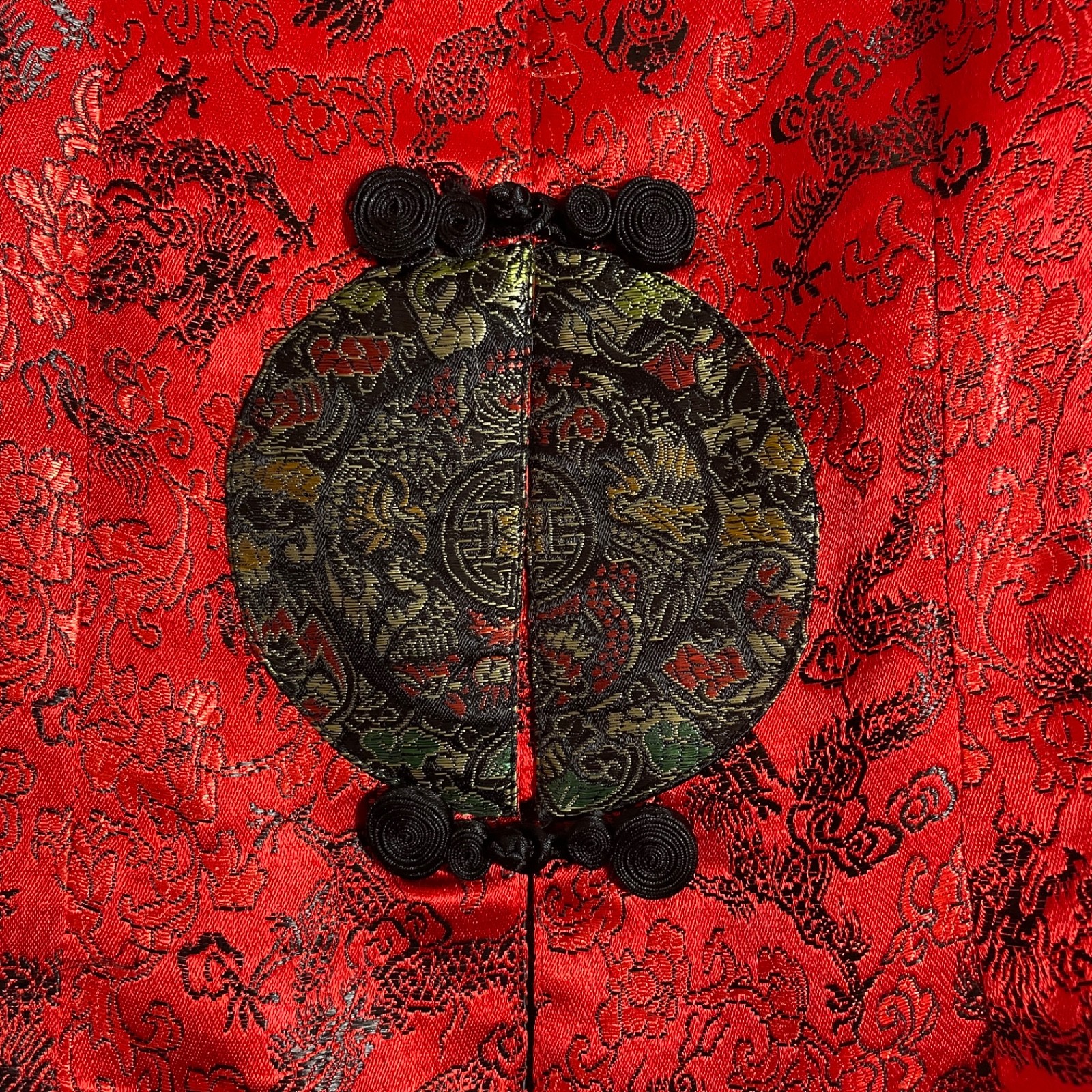 Lindsey Red Silk Brocade Cheongsam Qipao Vest Mandarin Collar Frog Button S