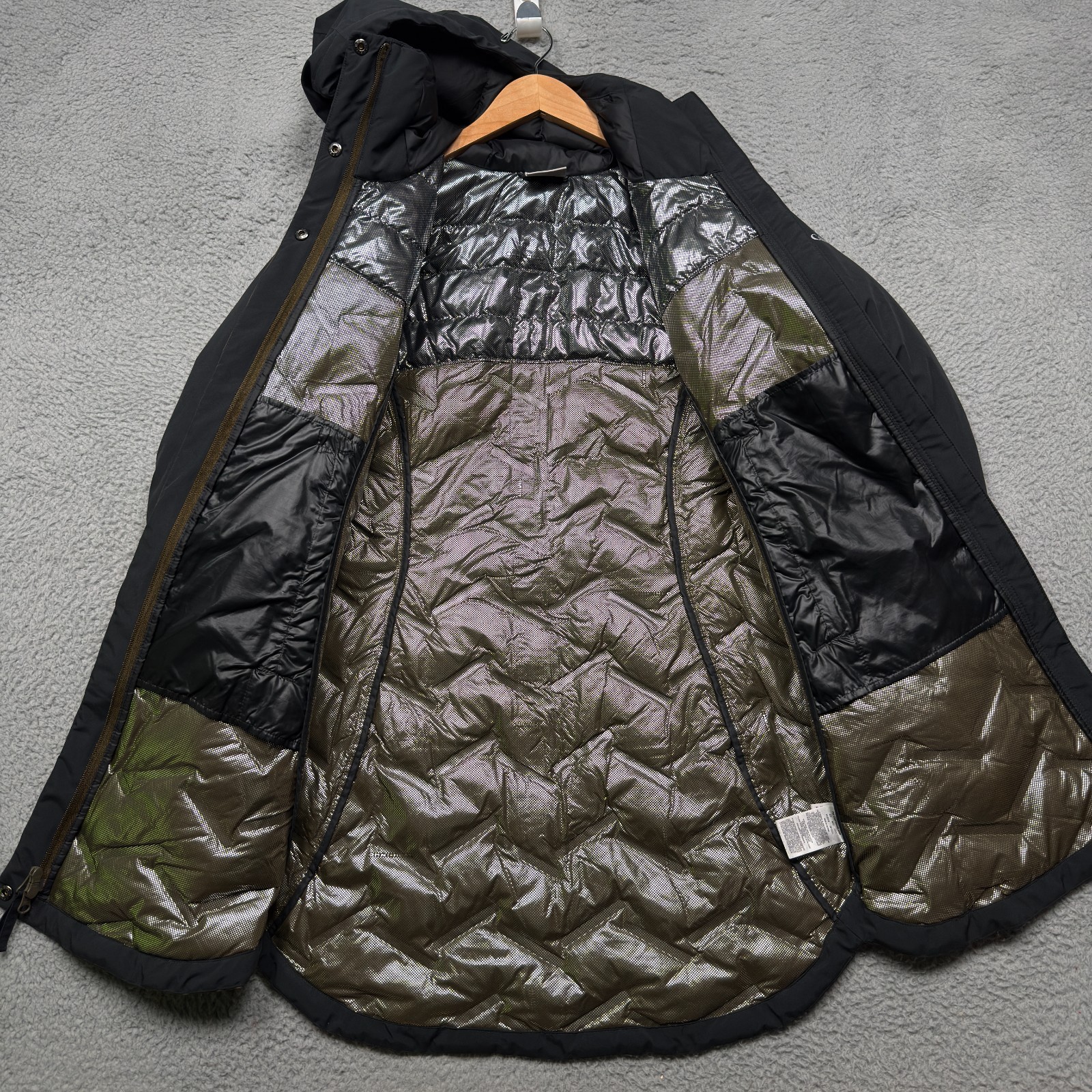 Columbia Jacket Womens Small Brown Brown Black Duck Down Puffer Omni-Heat