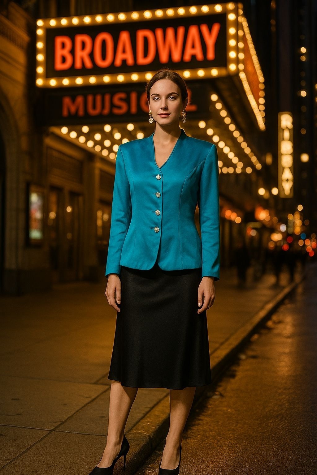 Vintage Rimini by Shaw Silk Blazer Size 6 Teal Rhinestone Buttons Elegant Y2K