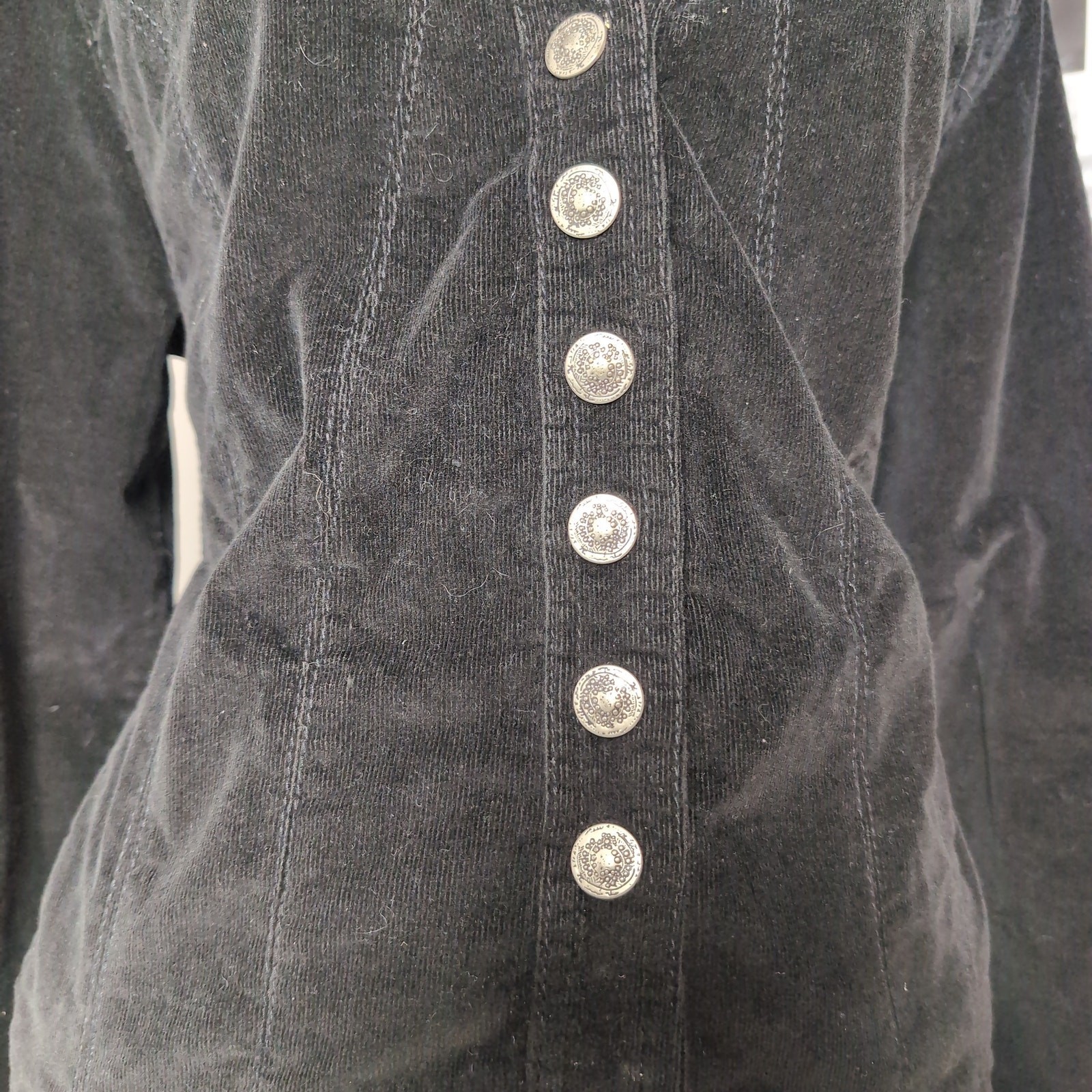 Black Corduroy Button-Front Jacket Gothic