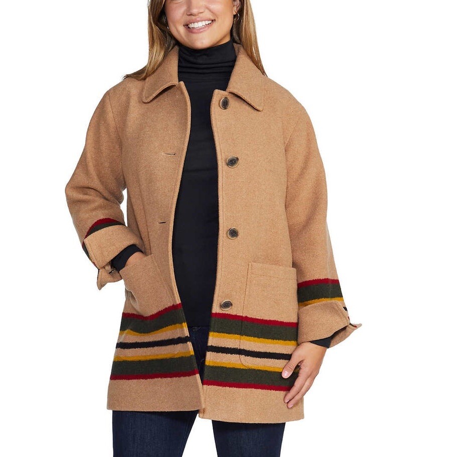 Pendleton Wool Blend Topper Coat Size XL Desert Beige New Ships from USA