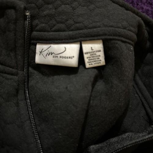 Kim Rogers Women Black Zip Front Stand Up Collar long Sleeve Quilted Jacket L
