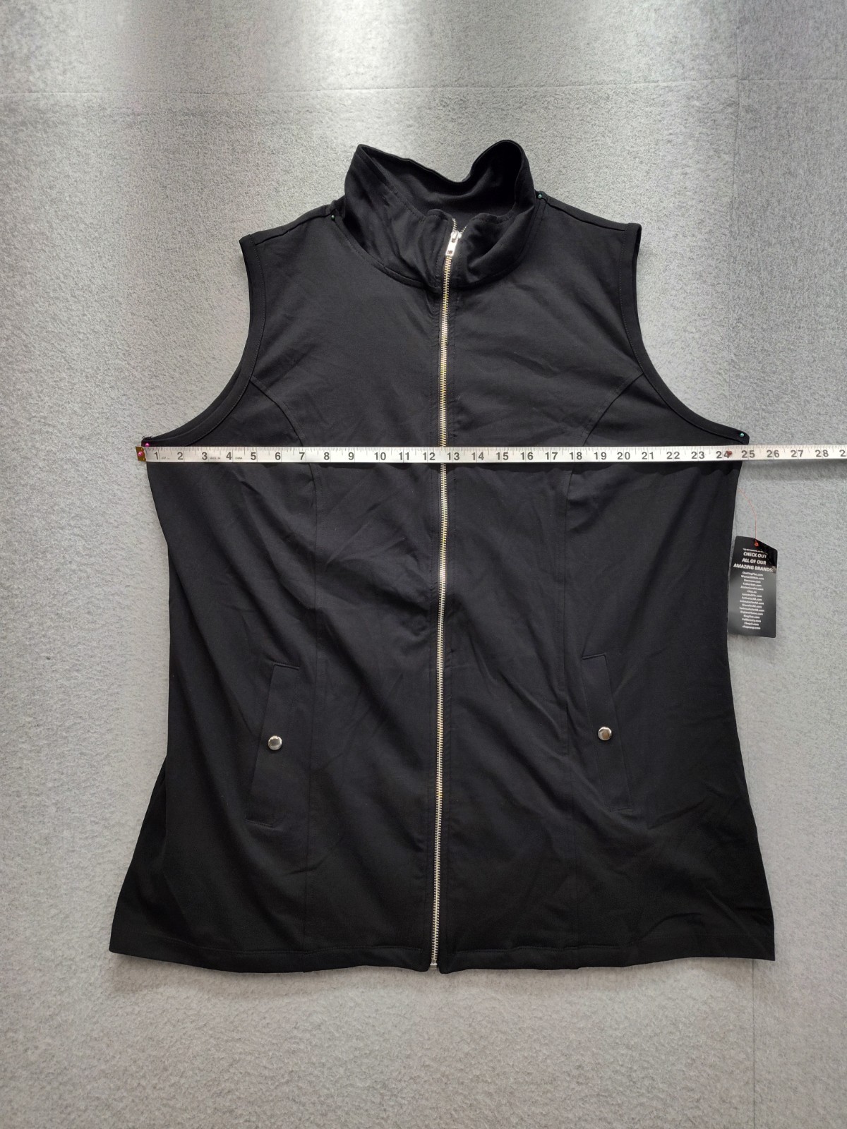 Suprema Studio Women Vest Jacket 0X Black Sleeveless Full Zip Casual Activewear
