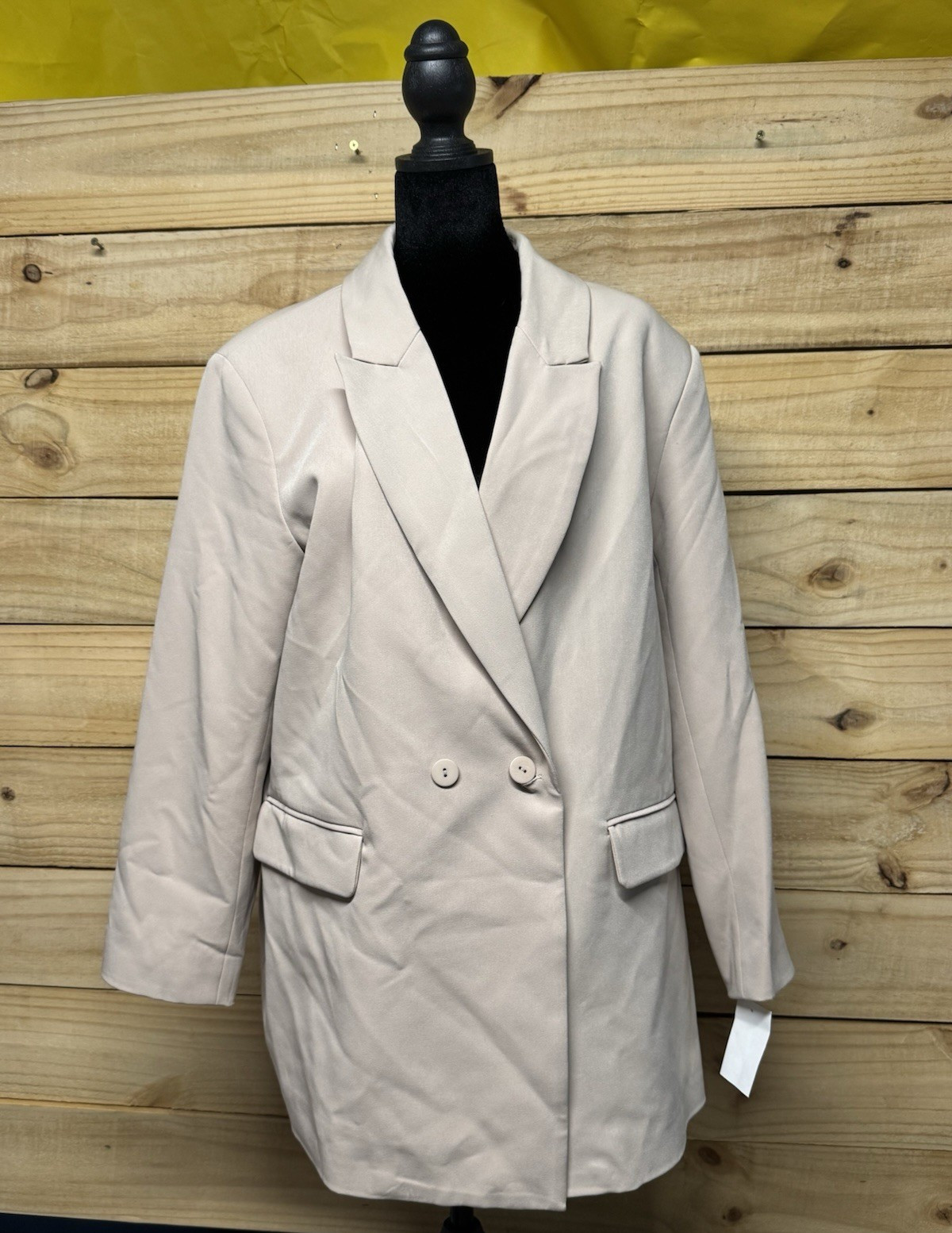 RDI Nordstrom Beige Solid Lined Button Front Long Blazer w/ Pockets Women’s 1X