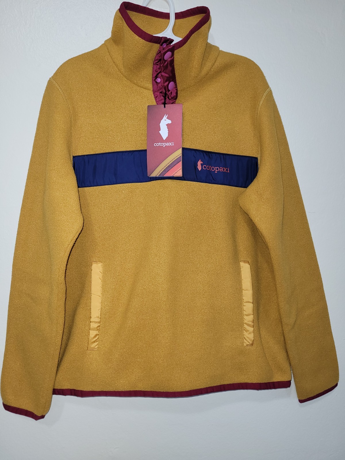 Cotopaxi Women’s Snap Pullover Fleece Jacket Stand-Up Collar Mustard Yellow M