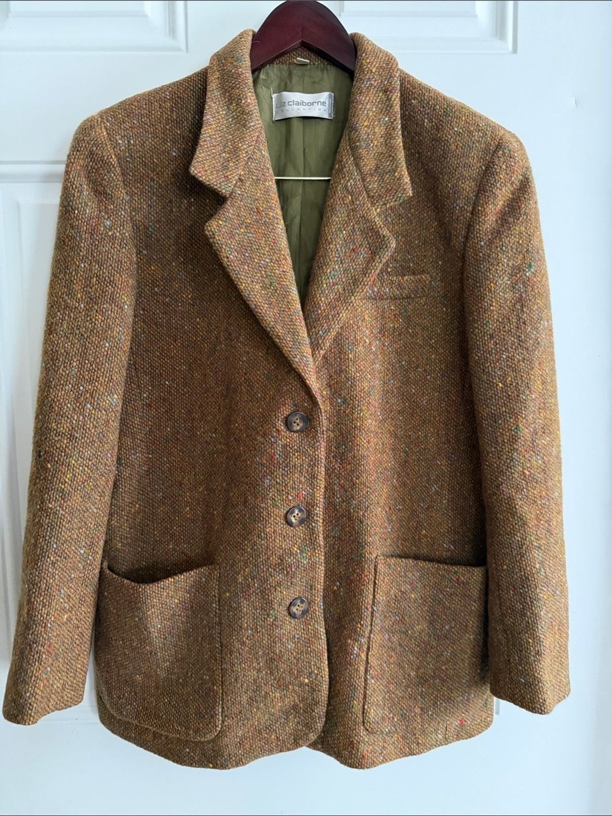 Liz Claiborne Brown Multicolor Fleck Tweed Blazer