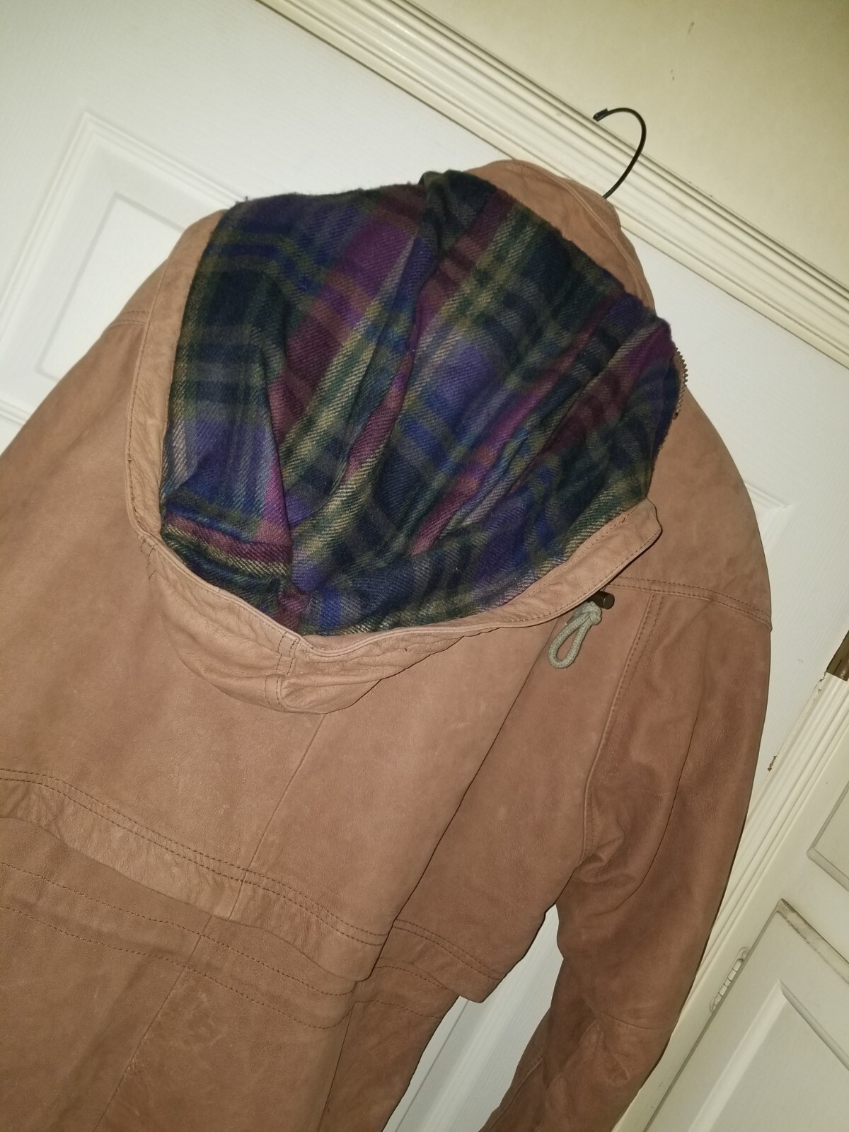 Adventure Bound Wilsons Leather Jacket Womens XS Brown Hooded Bomber Soft Heavy