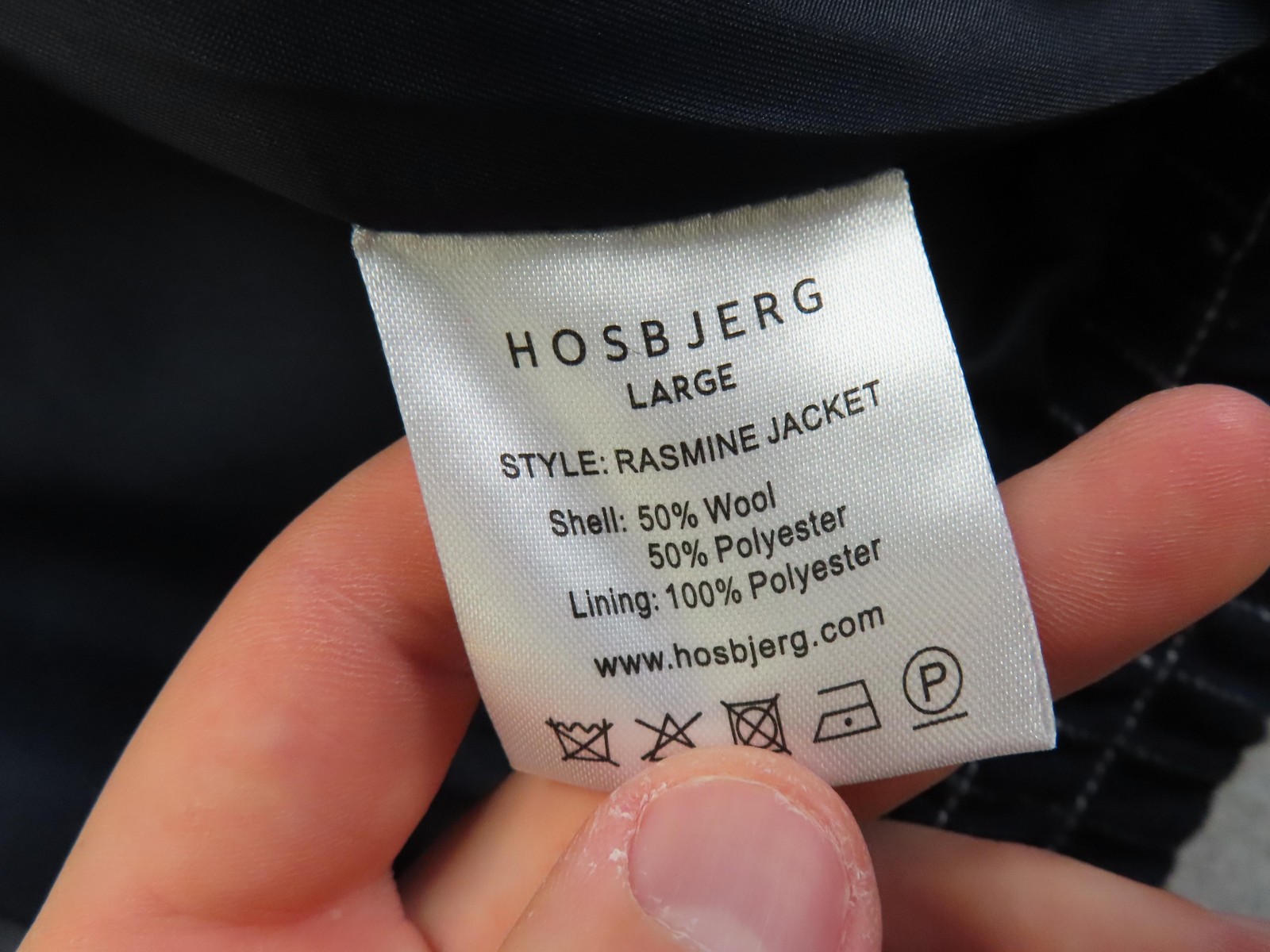 Hosbjerg Jacket Womens Large Blue Wool Rasmine Bomber Pinstripe Lined Zip