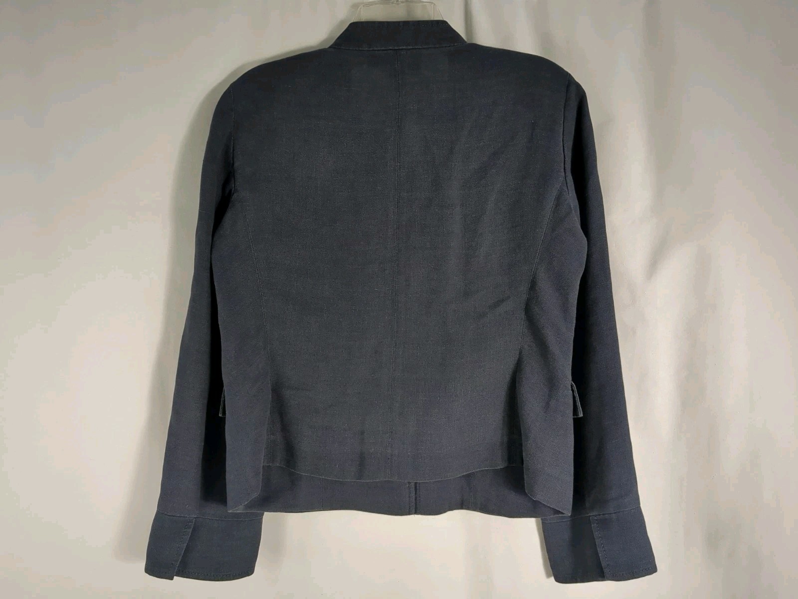 ✨💙 Loro Piana Heathered Navy Silk Linen Blend Snap Front Blazer Jacket – IT 46