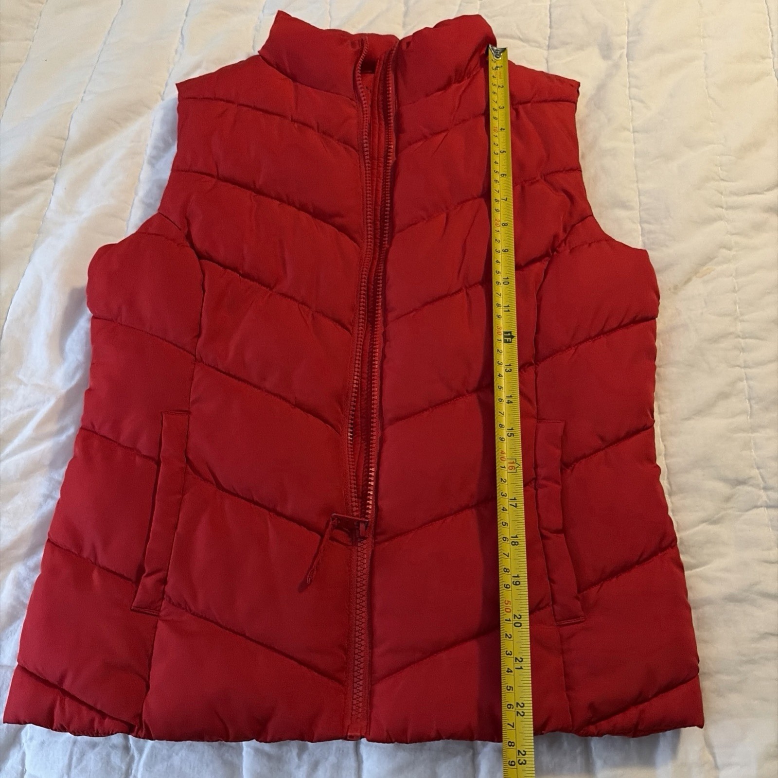 Aeropostale Womens Quilted Puffer Vest Red Zipper Front Pockets Size Small