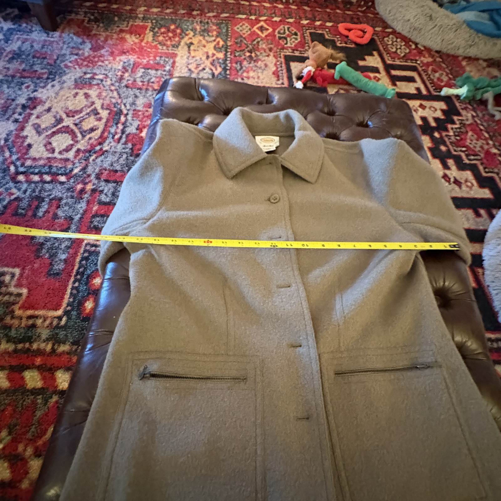 Talbots Alpaca Wool Blend Button Up Olive Jacket pockets Women’s L