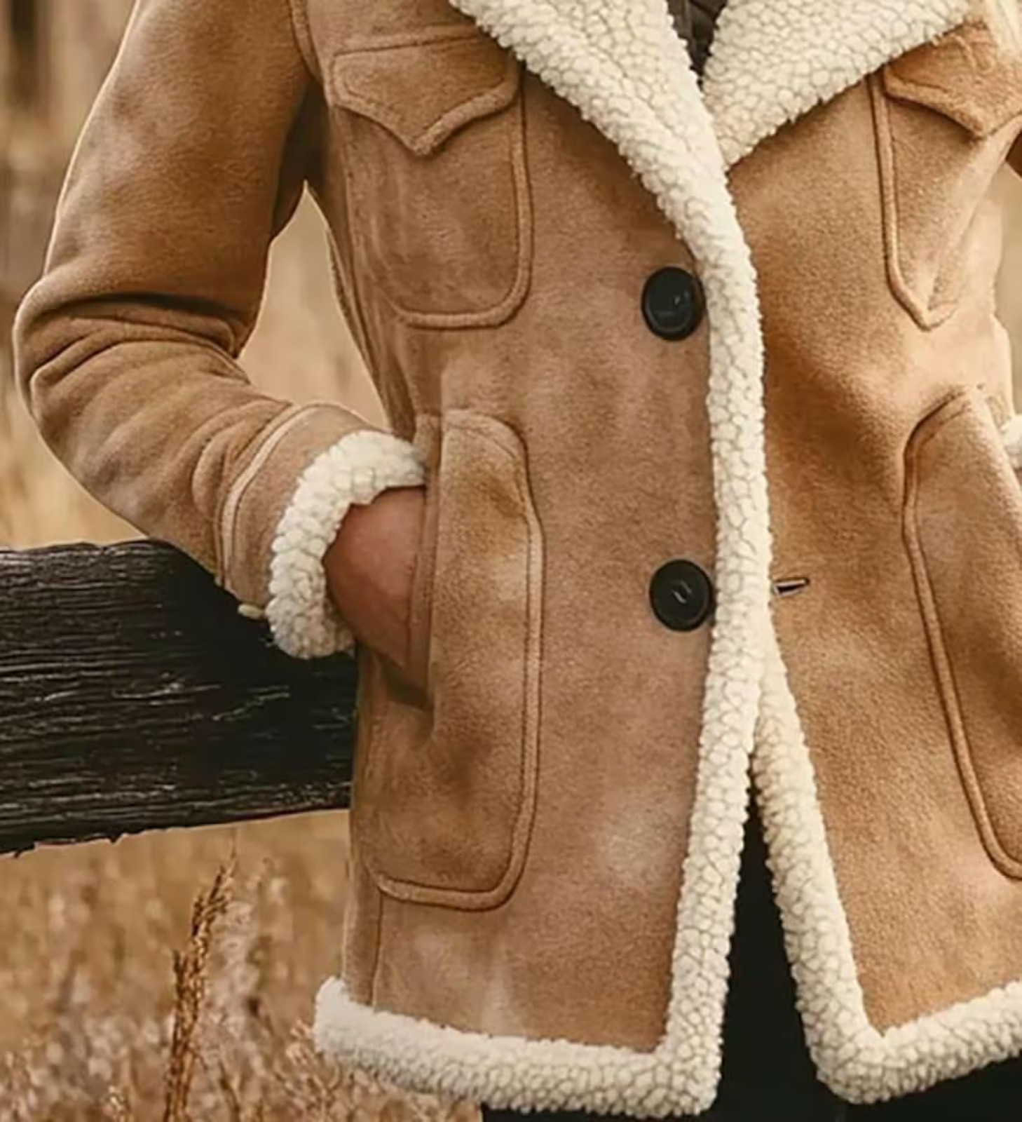Women’s Suede Shearling Jacket | Aviator Bomber Style Western Winter Coat