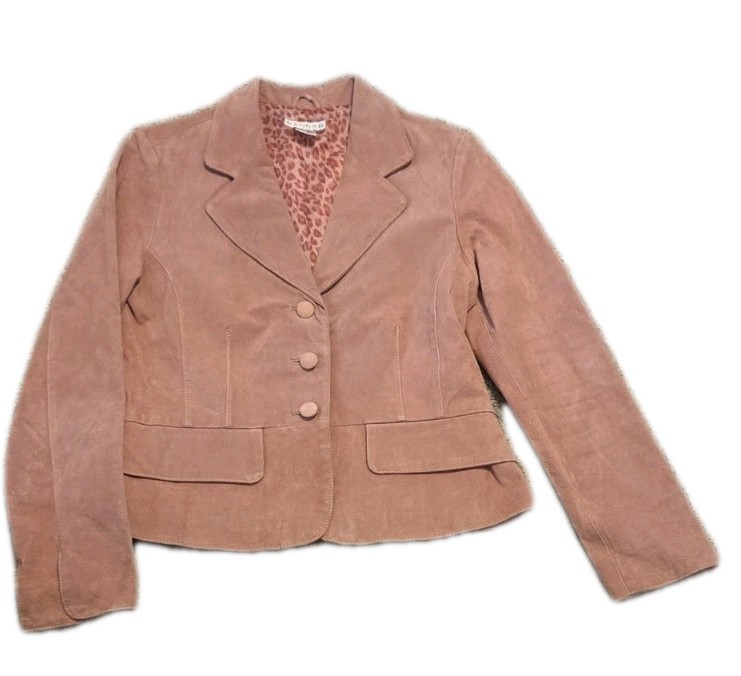 Hannah 100% Genuine Leather Jacket Size Med Pink Quality Retro
