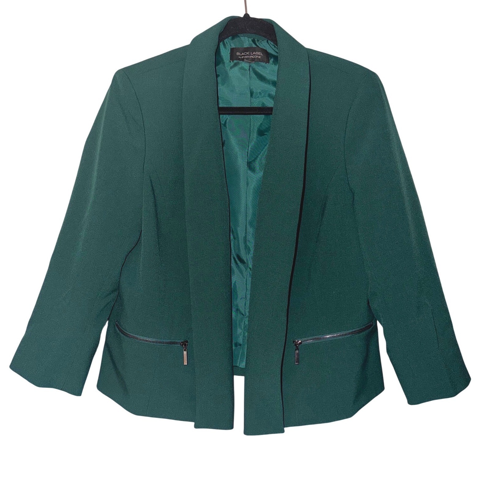 Black Label by Evan Picone Women’s Emerald Green open front Blazer Size 12