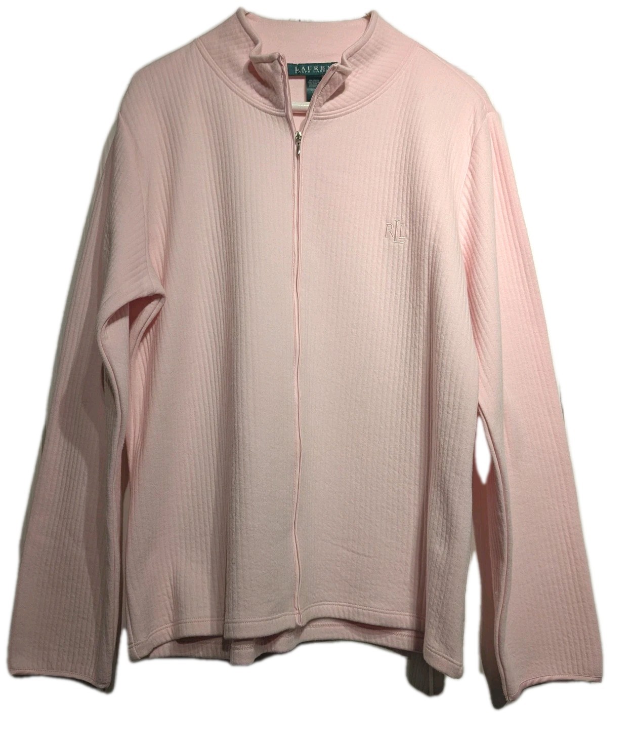Lauren Ralph Lauren Jacket Womens L Pink Stafford Lounge Knit Full Zip Logo NWT