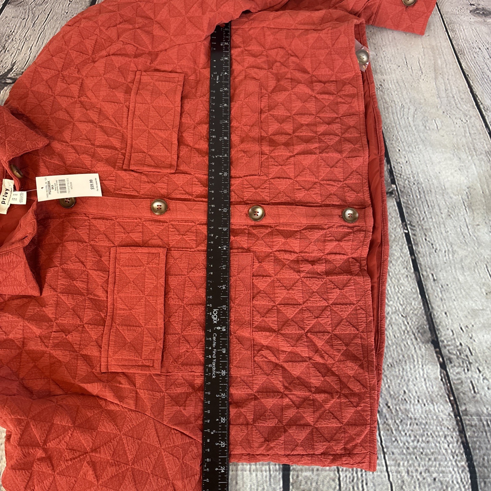 Buckle Privy Women’s Medium Rust Red Cropped Textured Jacket Button Front NWT