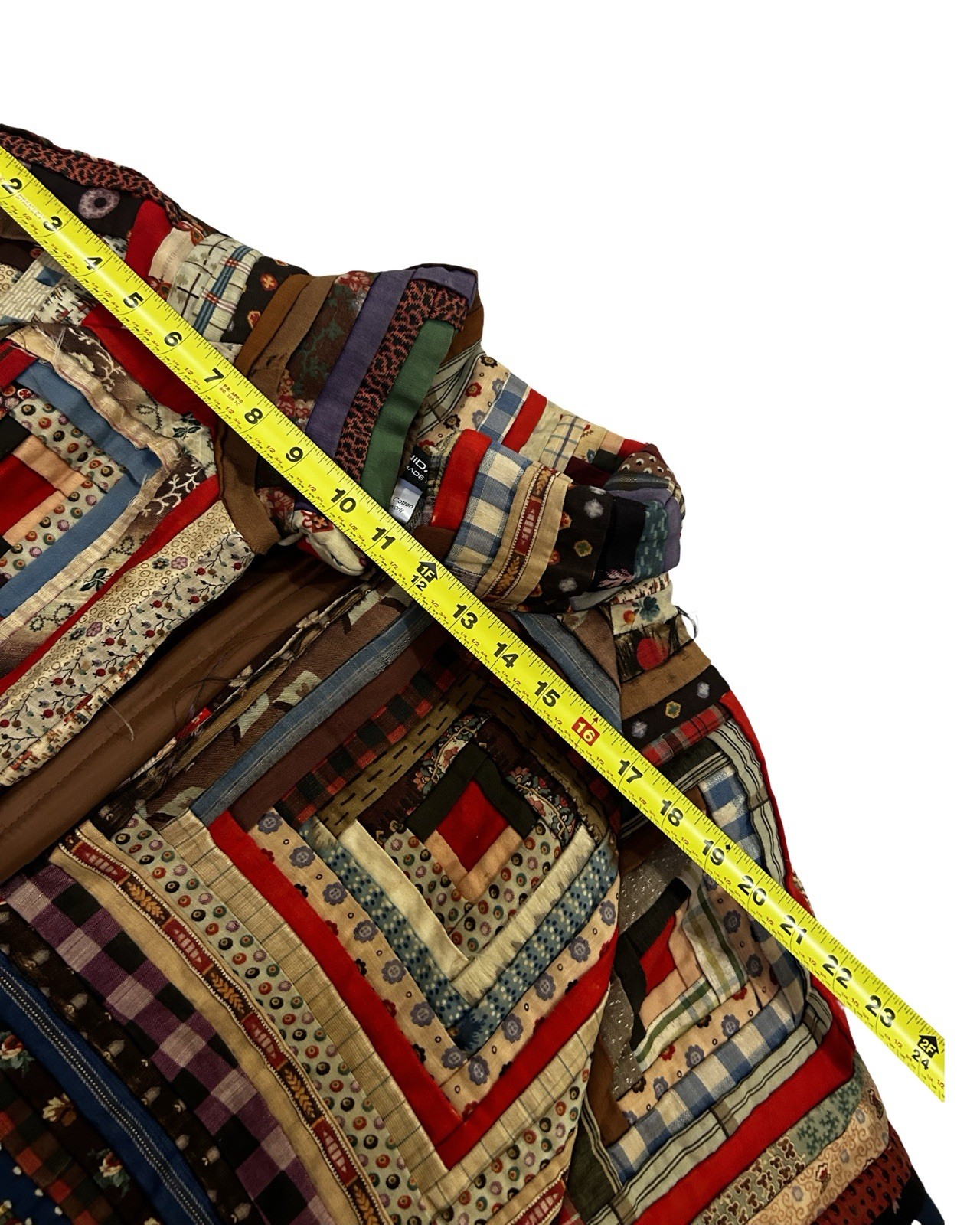 Handcrafted Vintage Log Cabin Quilt Up Cycled Long Coat Size Large NEW!!!