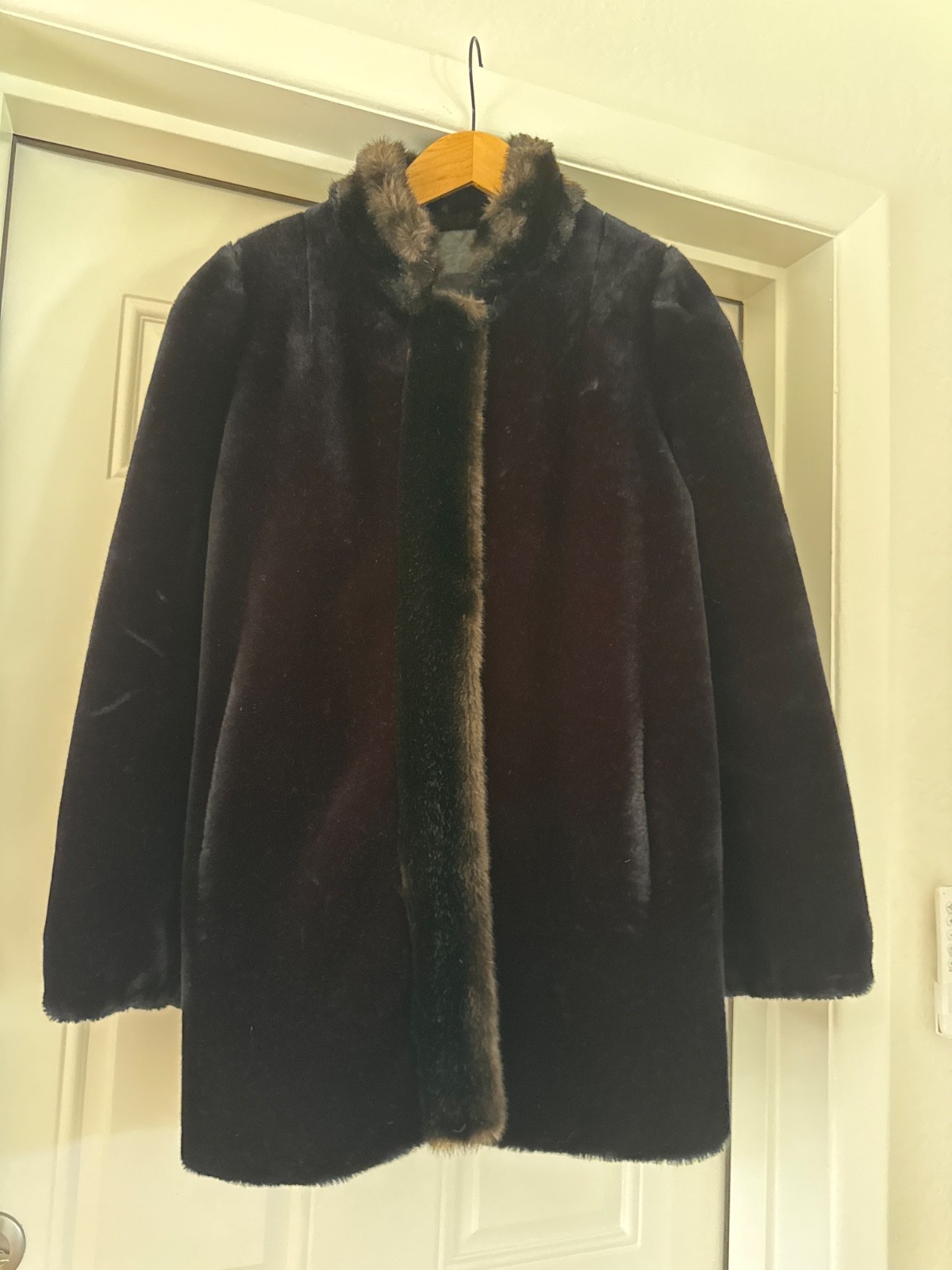 VTG 50s Hillmoor New York Faux Mink Fur Coat Black Brown Mid Century USA Made