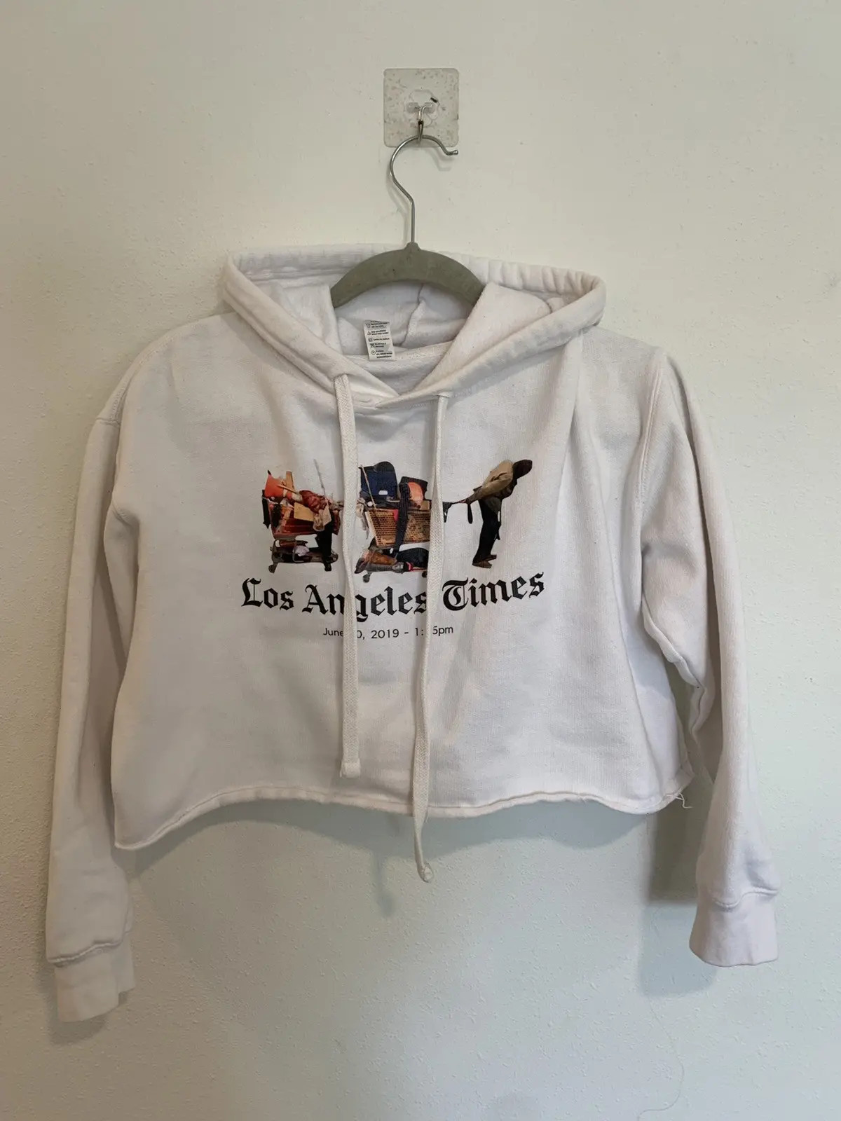 Los Angeles times White cropped hoodie