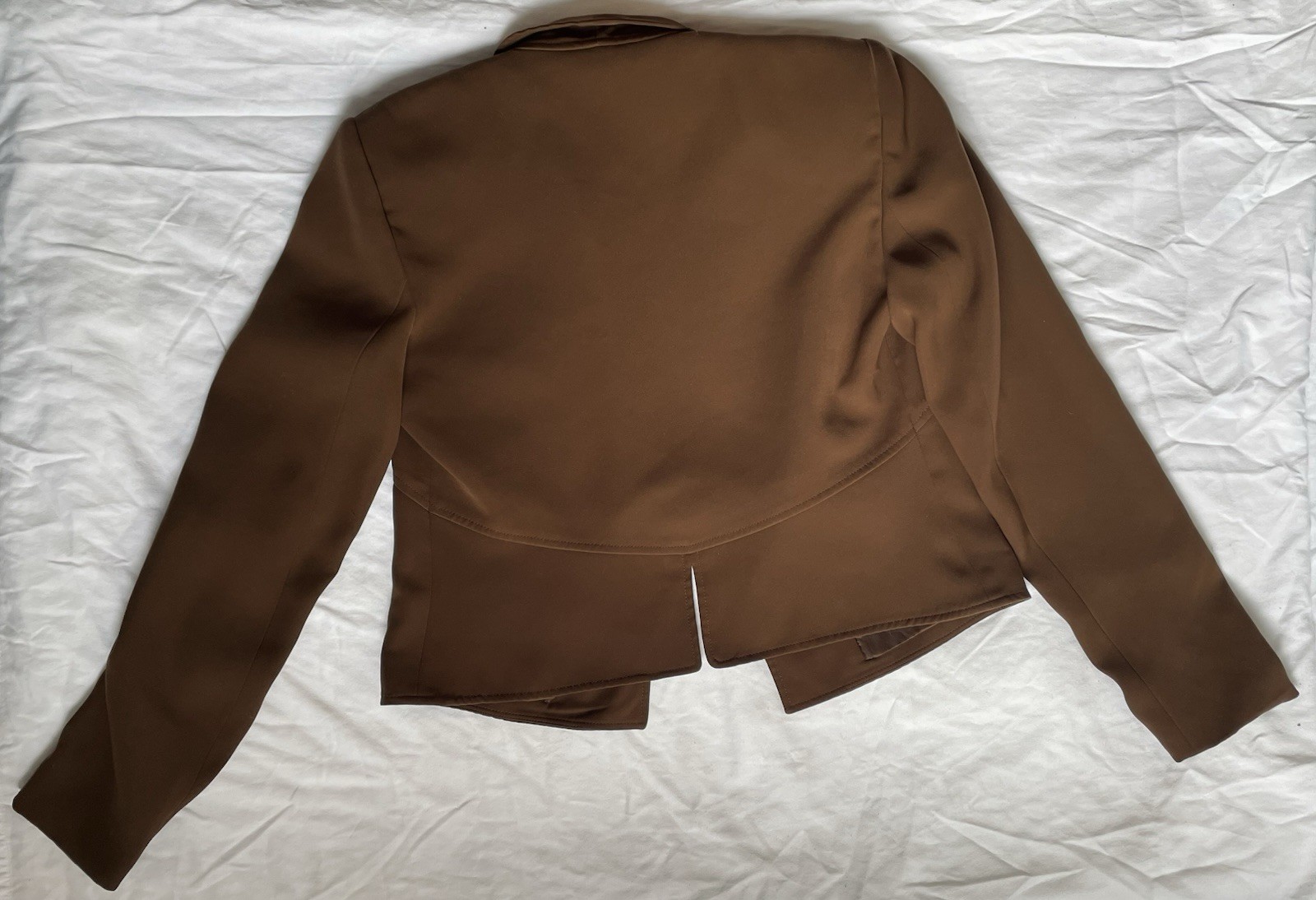 Women’s Brown Cropped Buckle Jacket Moto Minimalist Chic Size