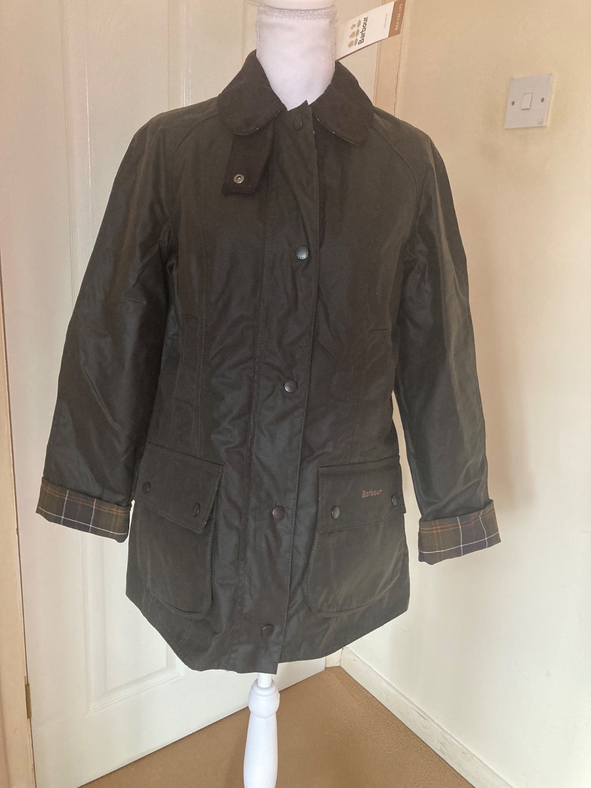 Barbour Classic Olive beadnell wax jacket coat size 10 BNWT