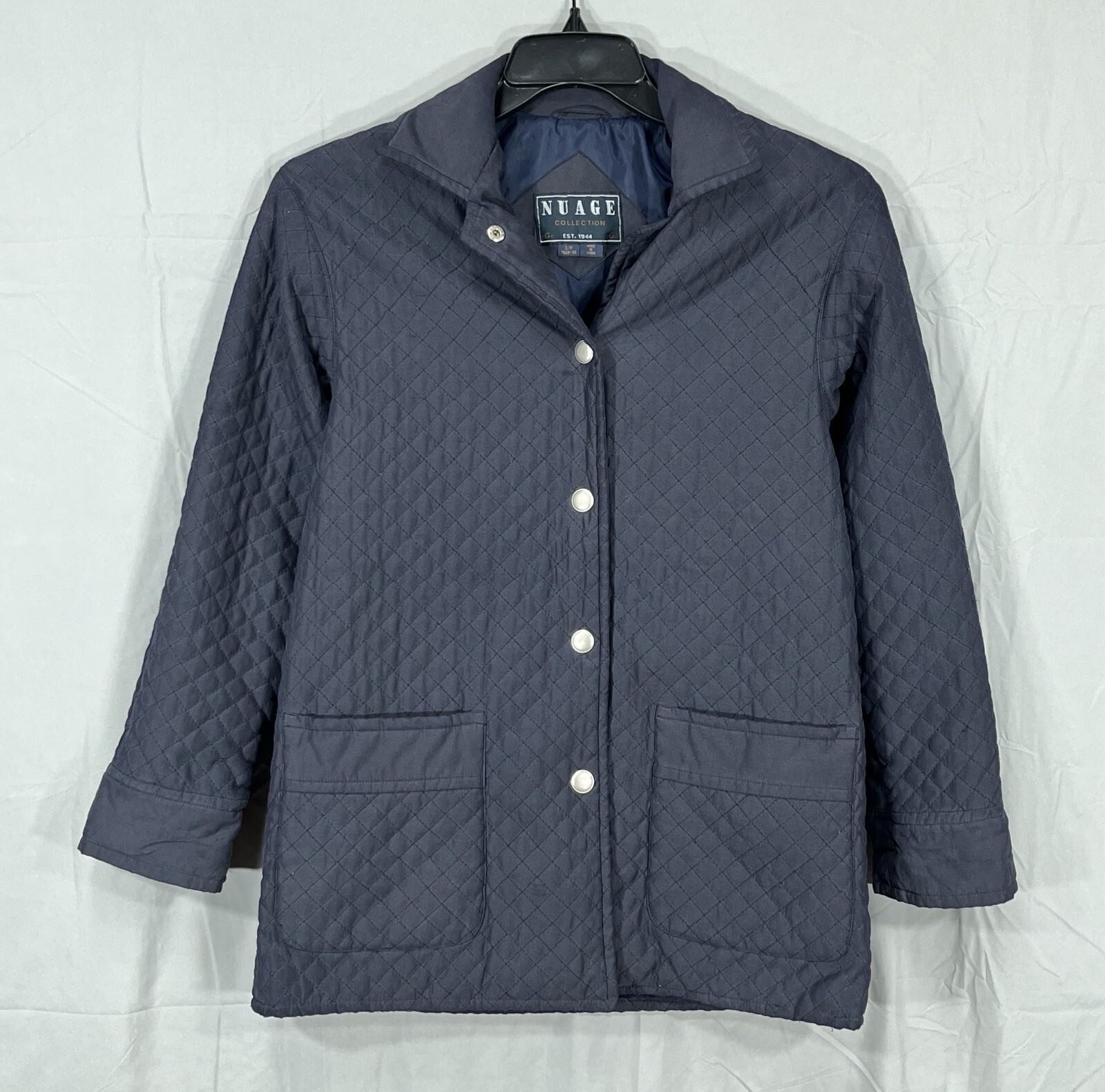 NUAGE COLLECTION Women’s DARK NAVY Quilted MIDWEIGHT Lined WINTER COAT Sz S