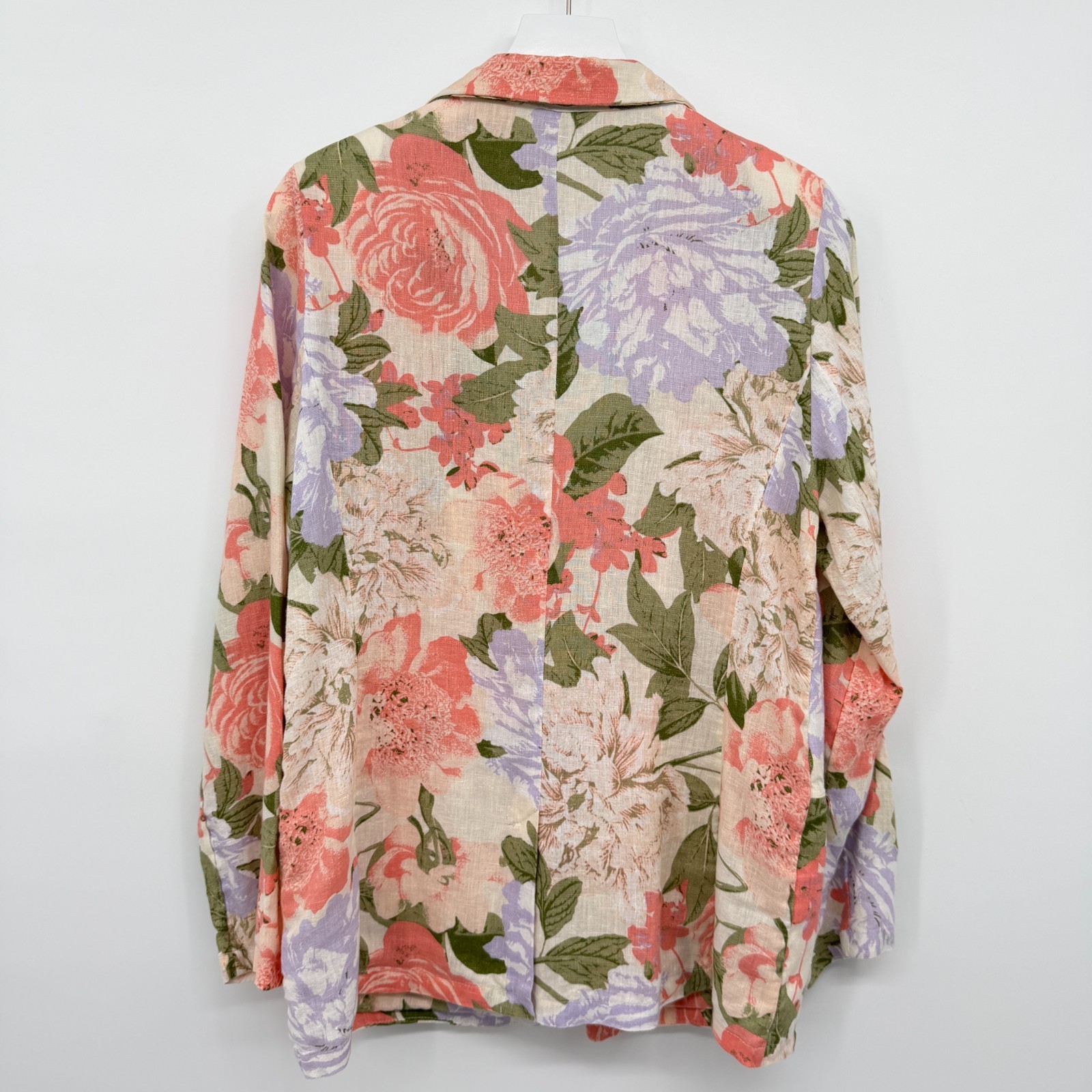 Joie Blazer Jacket Womens Size Large 100% Linen Floral Garden Party Coquette