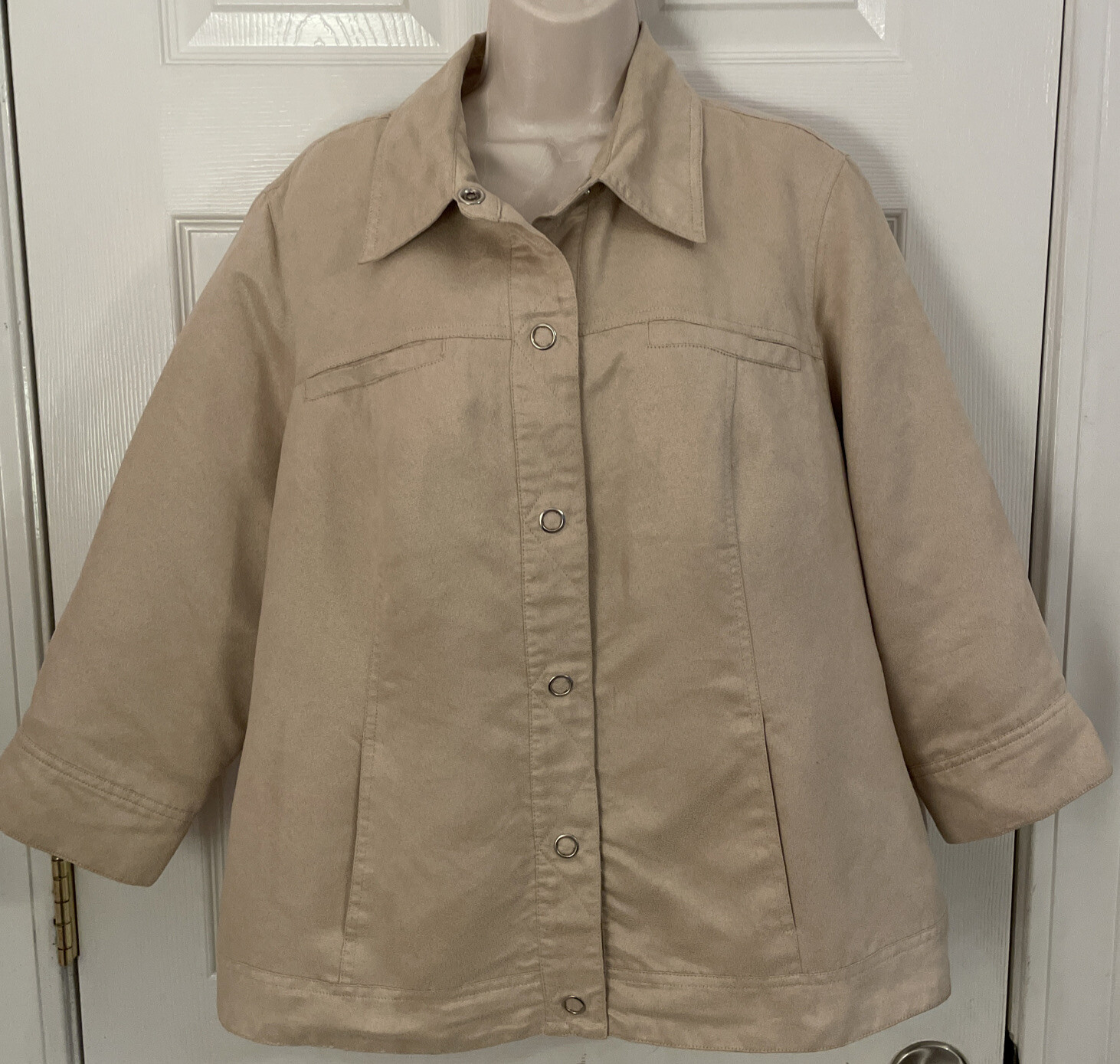 COLDWATER CREEK Women’s 18W TAN LIGHTWEIGHT SNAP CLOSE JACKET-EXCELLENT!