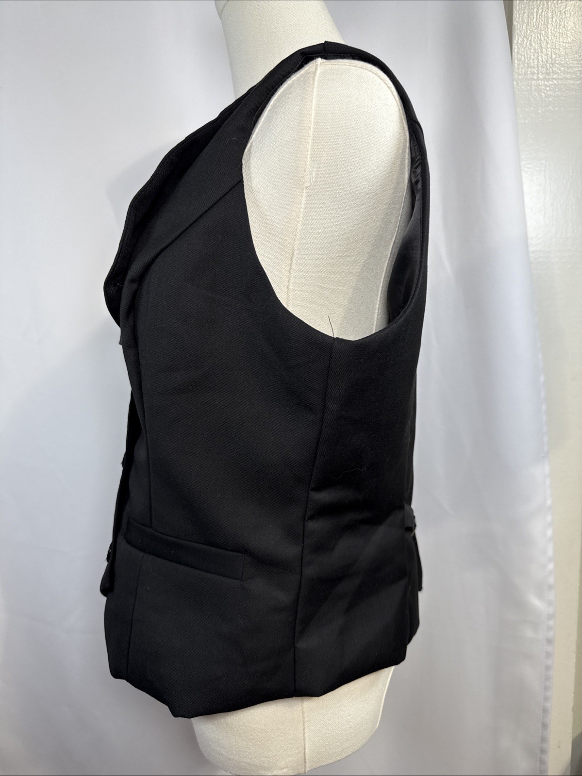Belle Poque Black Suit Type Vest Women’s Lg. 6 Button Front, Buckle Back Strap.