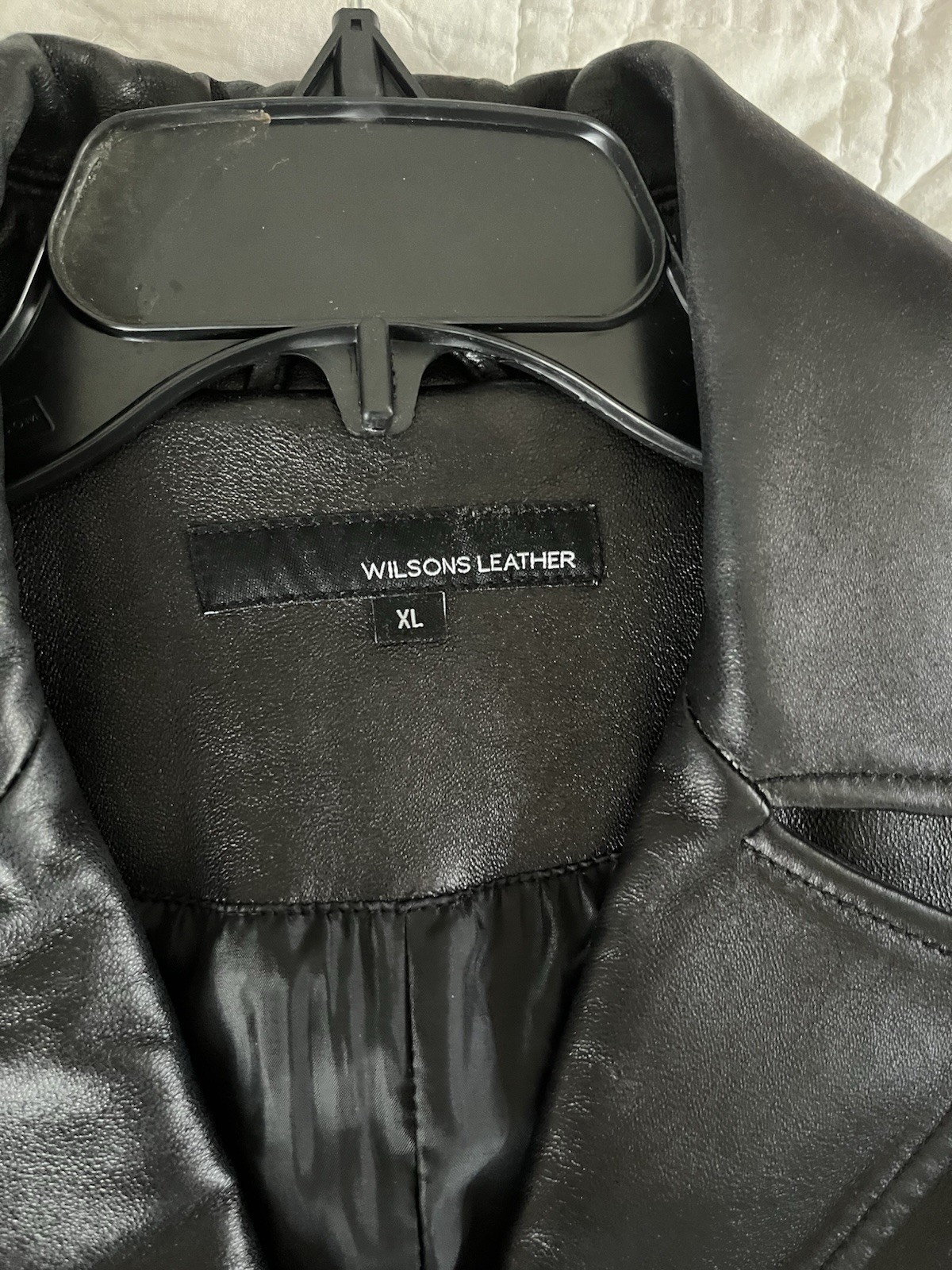 Vintage 90s Wilsons Black Leather Jacket Long XL