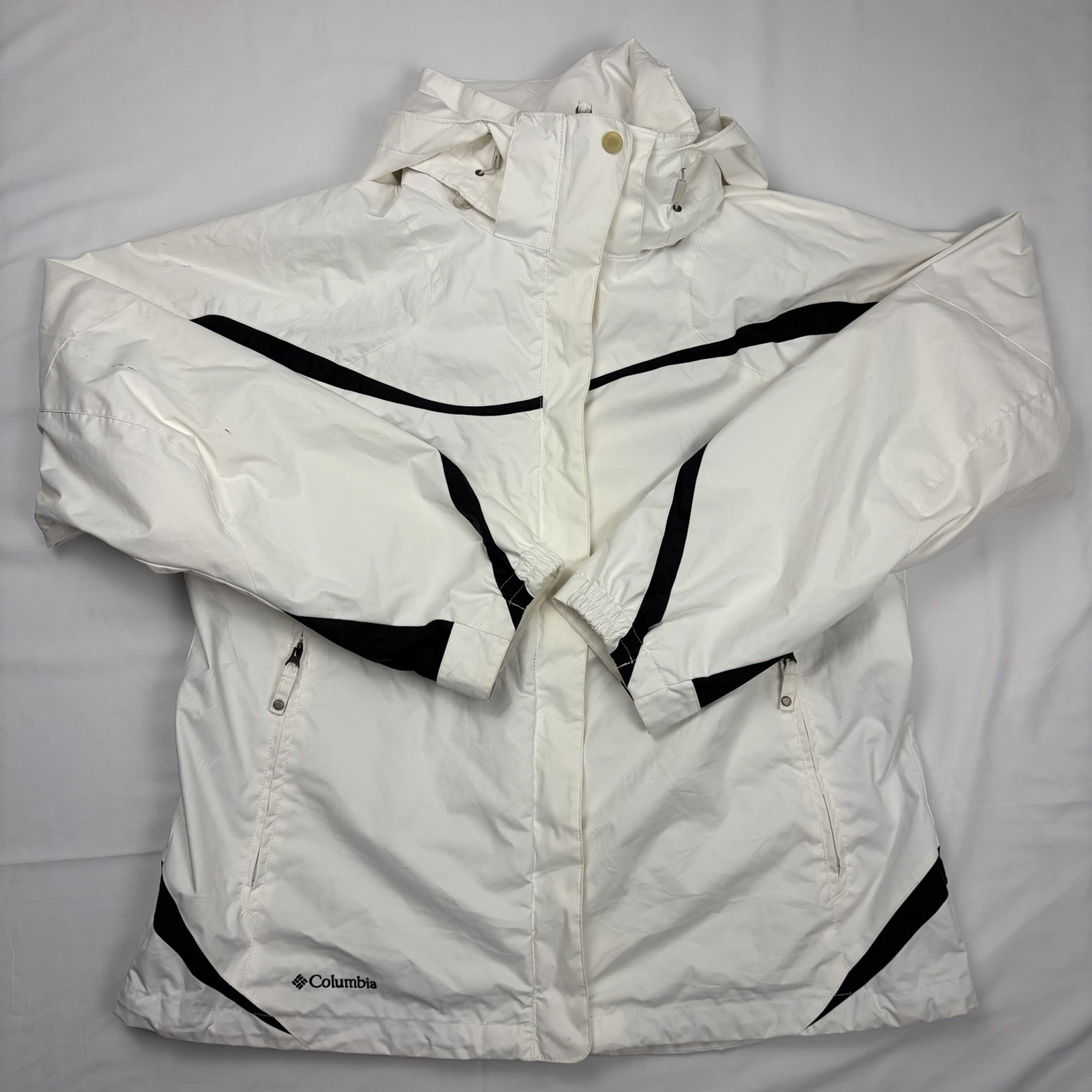 Columbia women’s Interchange Jacket XL White Waterproof Ski Snow Hooded Coat