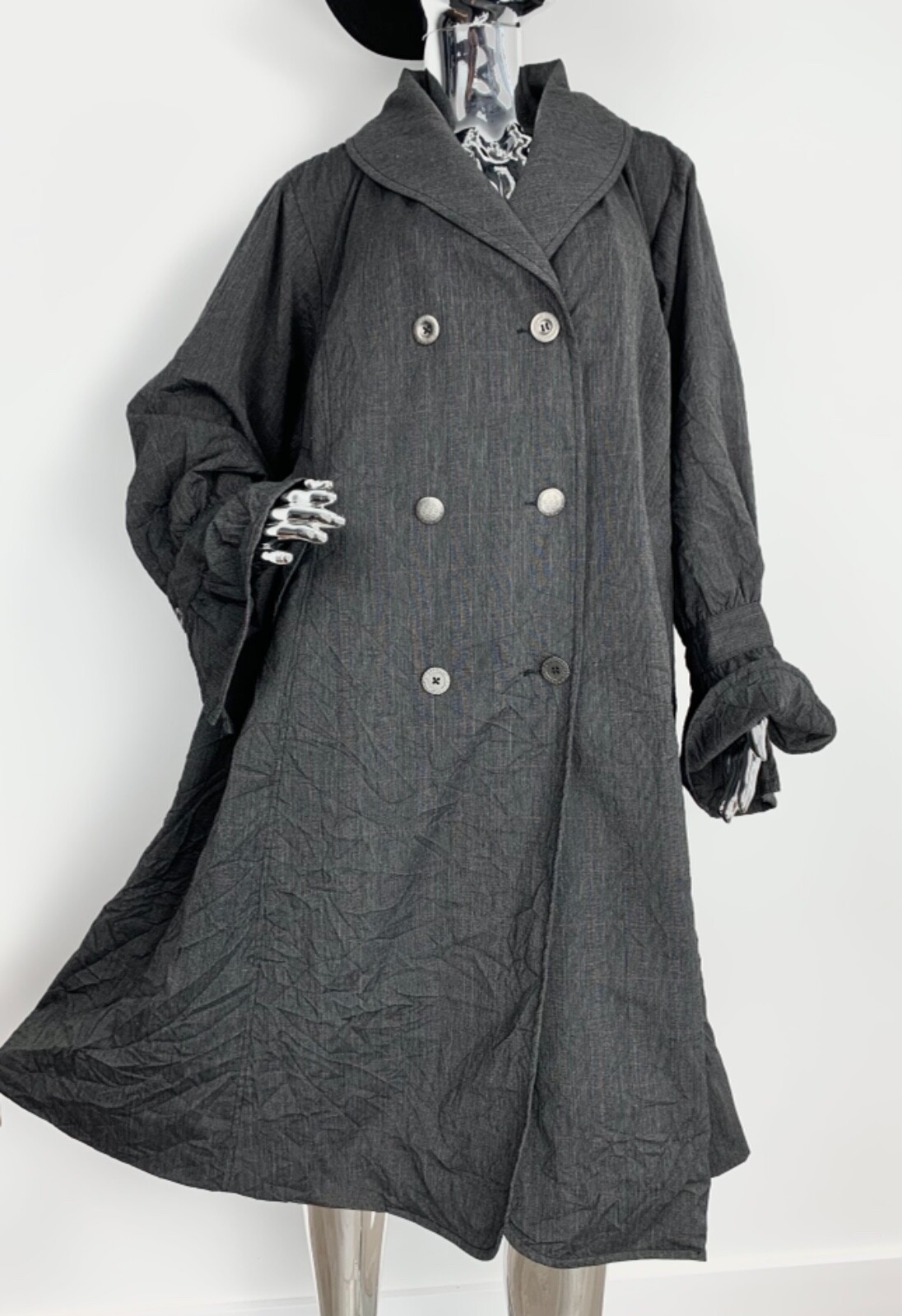 Rimini Modernist Distressed Trench Coat Double Breasted Wide Hem Oversized “Lage