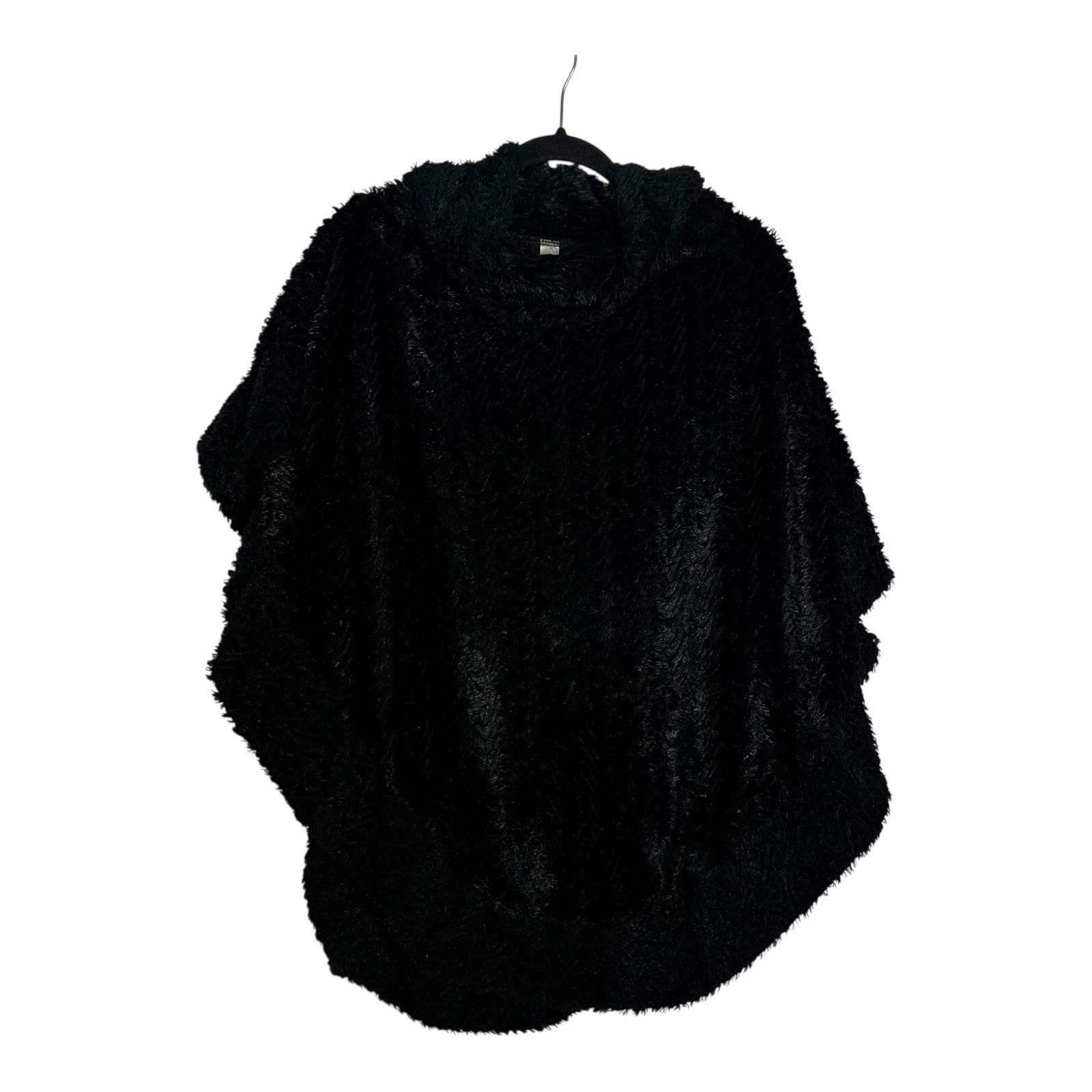 C. Est. 1946 Womens Faux Fur Cowl Neck Poncho Cape Black One Size RN37080