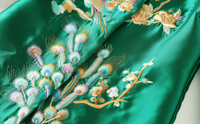 Womens Tang Jackets Silk Chinese Style Retro Single Embroidered Windbreaker SZ