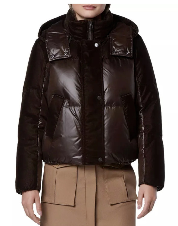 NWT ANDREW MARC Vega Down Puffer in Chocolate size M