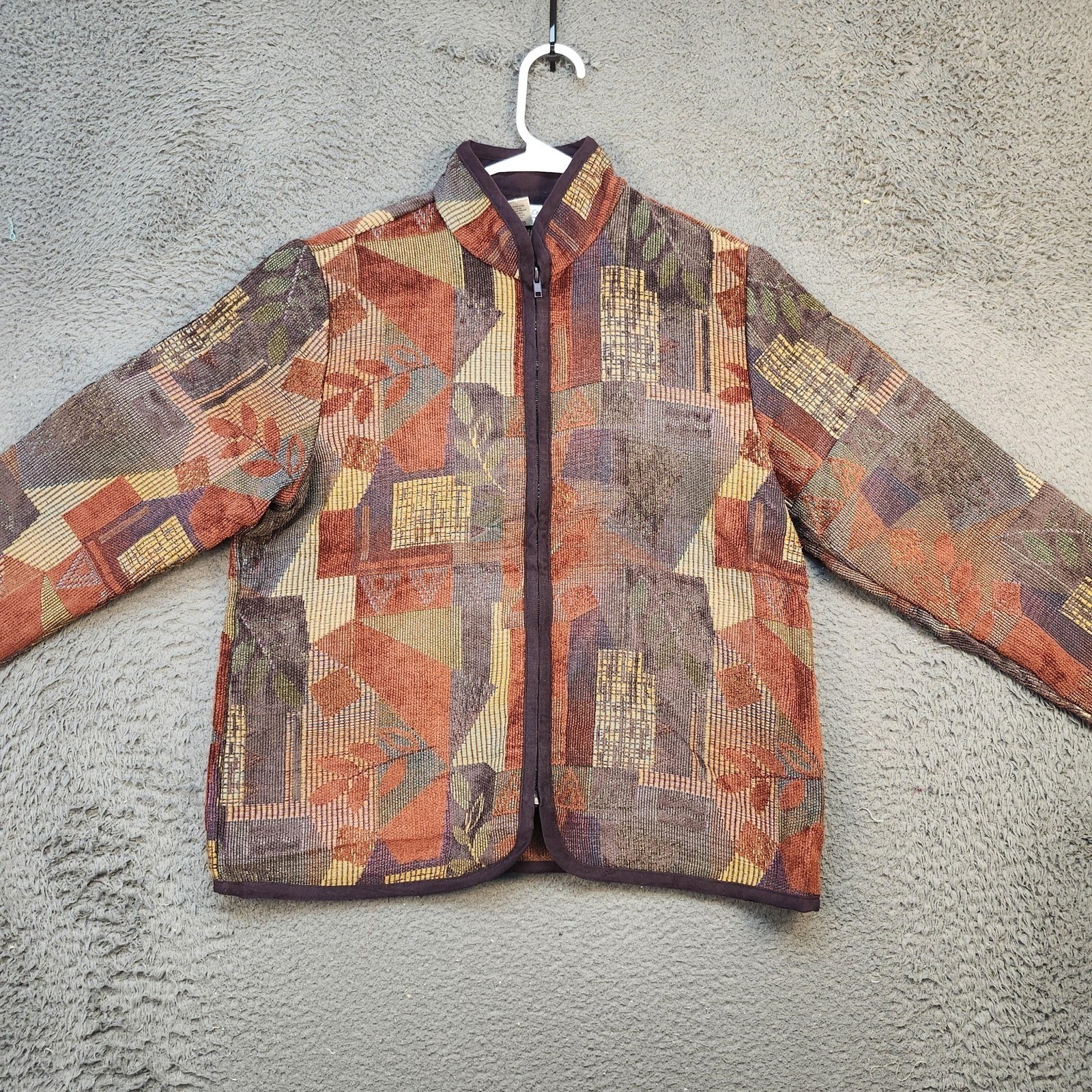 Vintage Coldwater Creek Jacket Womens Small Abstract Tapestry Zip Up Boho Retro