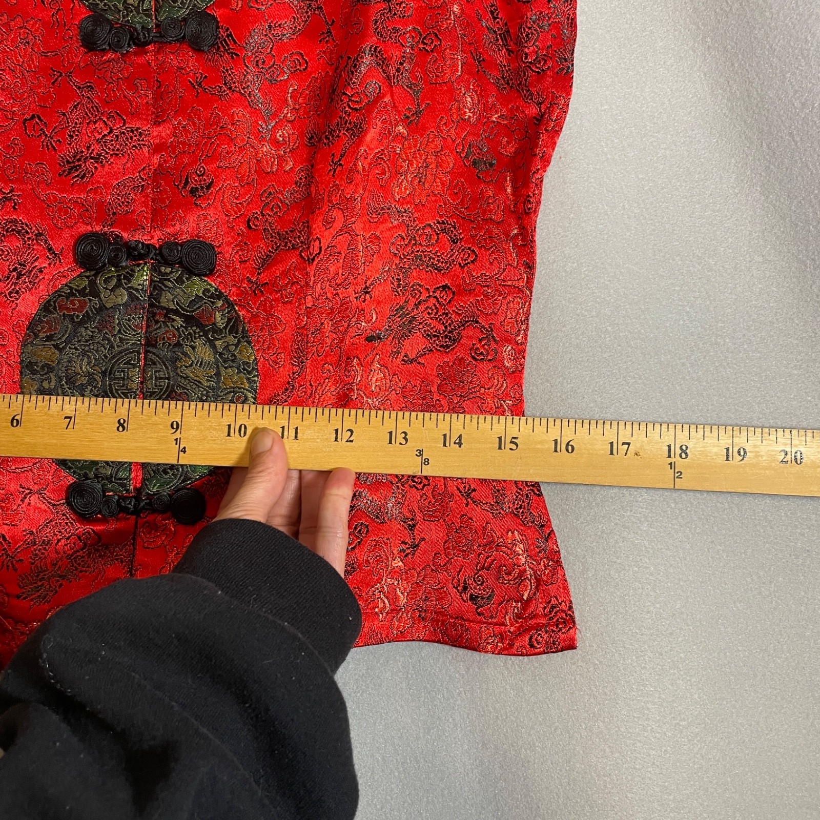 Lindsey Red Silk Brocade Cheongsam Qipao Vest Mandarin Collar Frog Button S