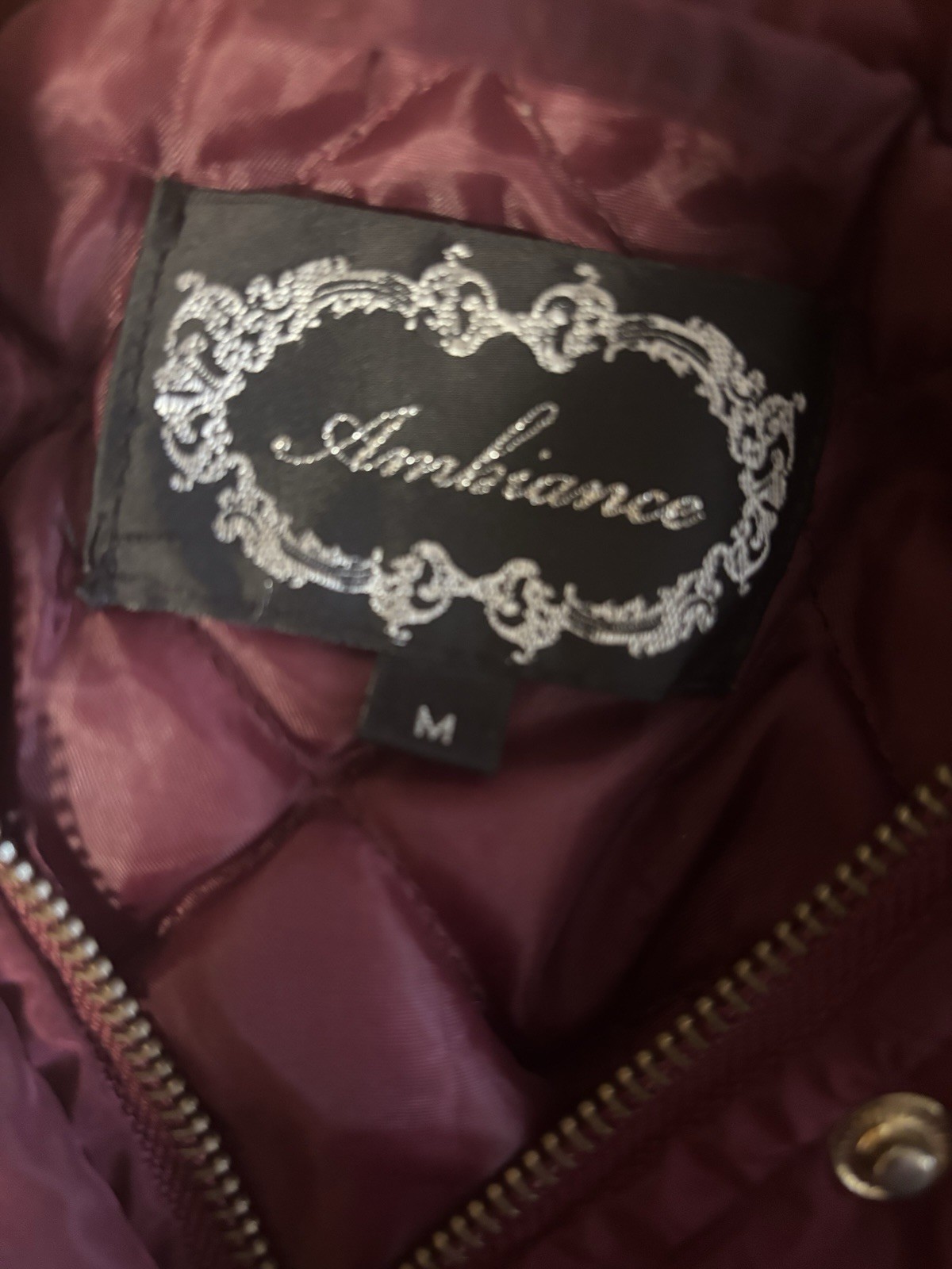 Woman’s Full Zip Full Button Burgundy Bomber Jacket Size Medium Pre Owned