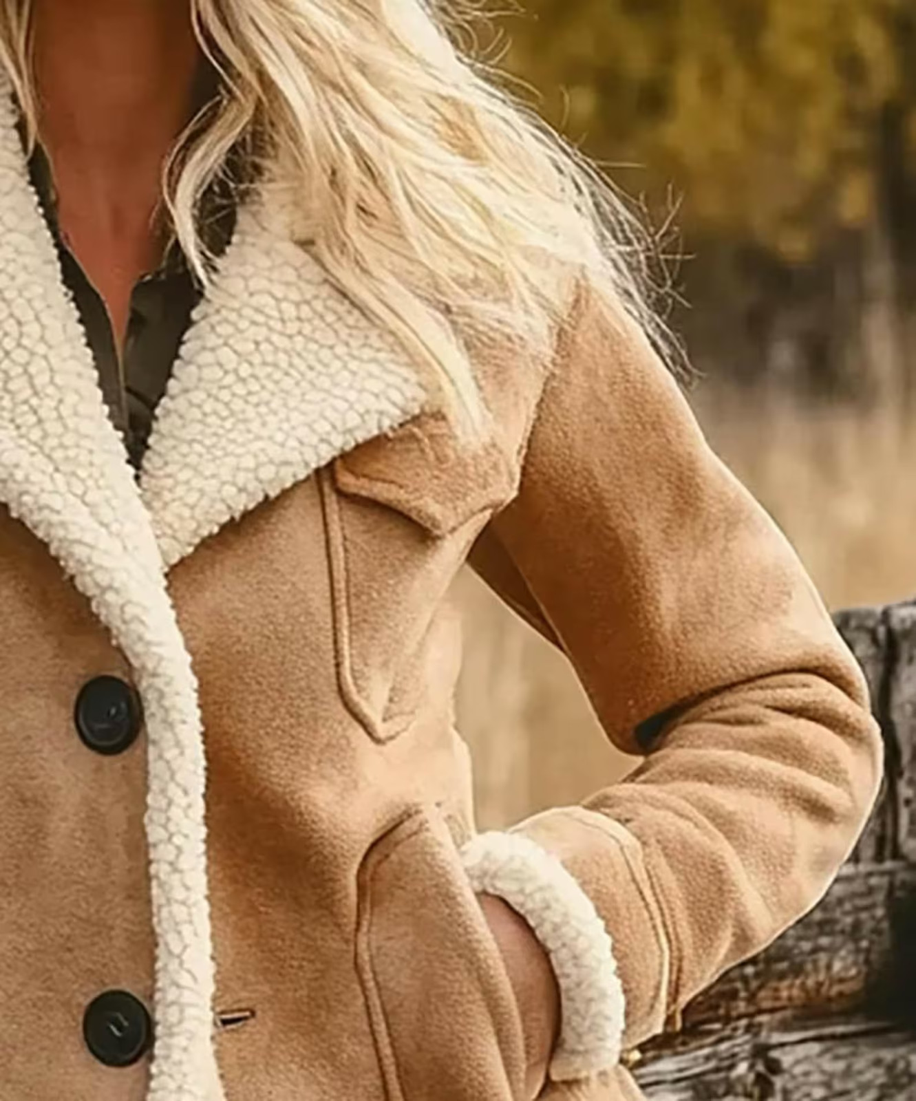 Women’s Suede Shearling Jacket | Aviator Bomber Style Western Winter Coat