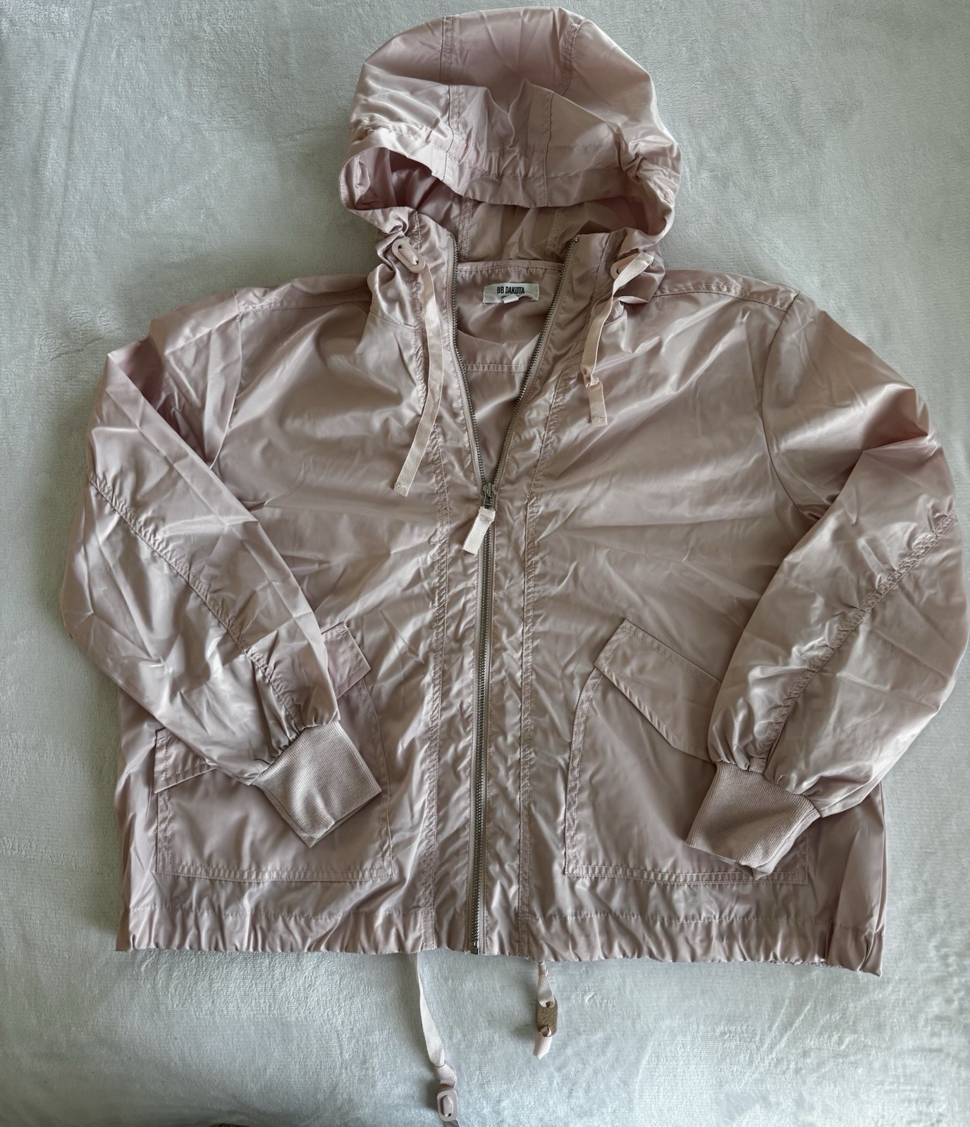 BB Dakota Steve Madden Women’s Hoodie Rain Jacket Pale Pink Full Zip Medium