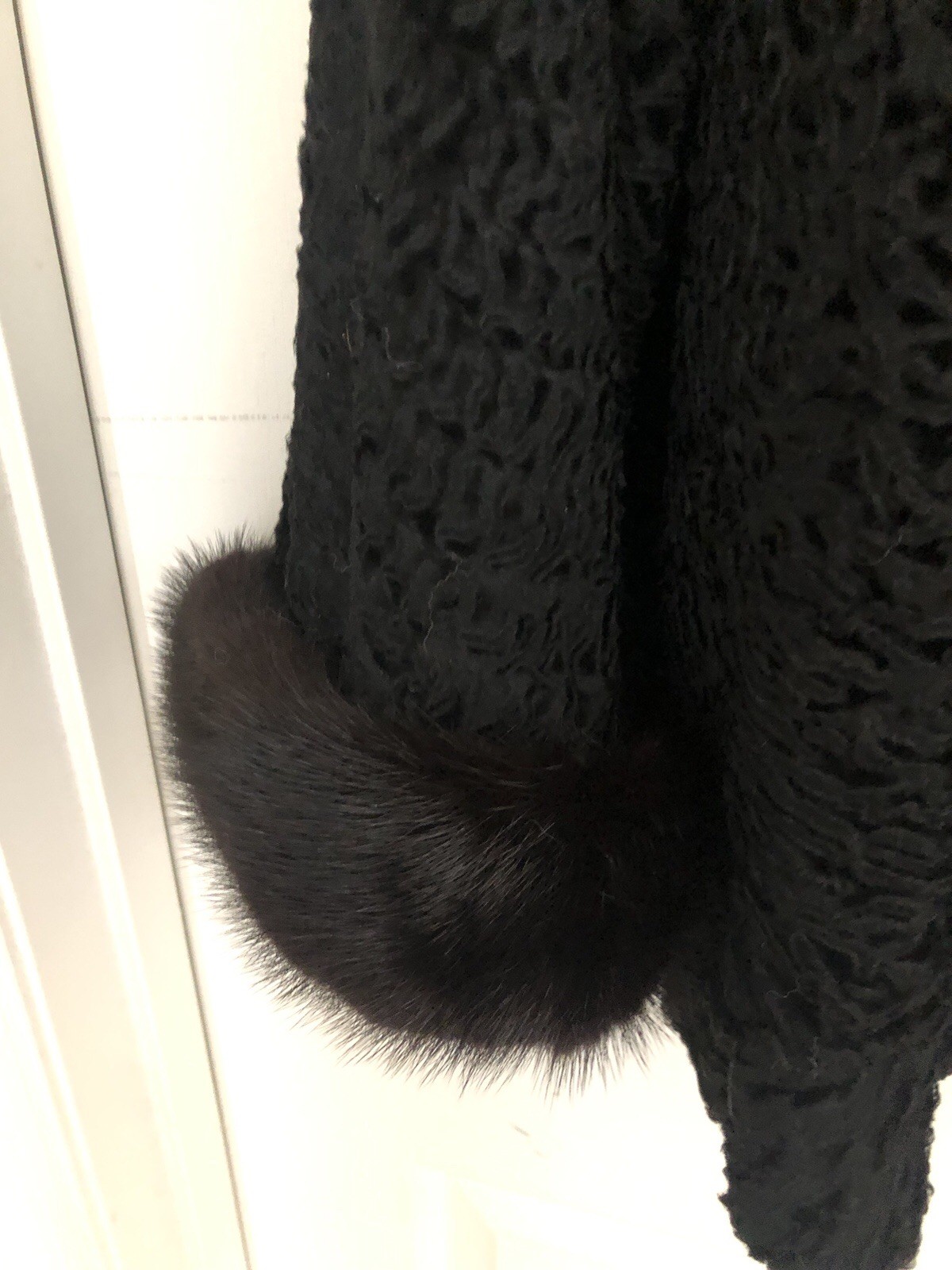 Vintage Montaldo’s Cropped Coat Crafted From Persian Lamb, Mink Collar & Cuffs