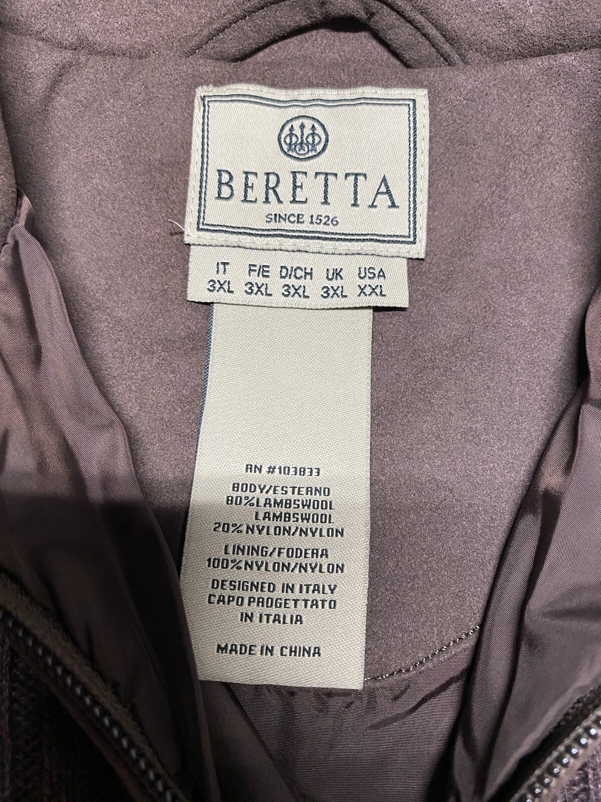 Beretta Techno Windshield Sweater Womens 3XL Half Zip Hunting Brown Wool NEW NWT