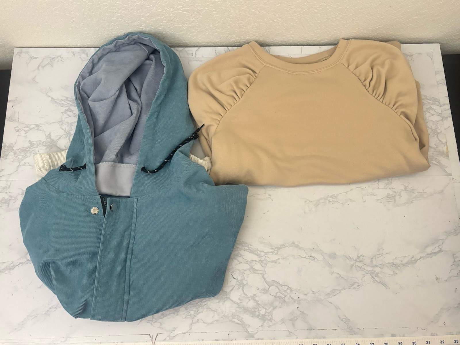 Shein Womens Jacket Hooded Coat And Sweater Lot Of 2 Sz M Full zip Pleated F1