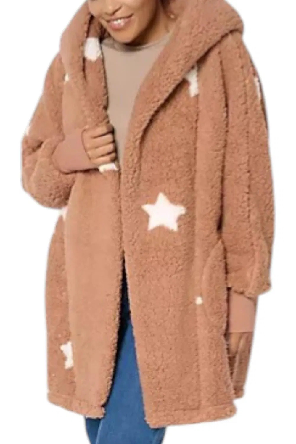 By Jill Martin Women’s Sherpa Embroidered Hooded Lounger Mocha Mousse