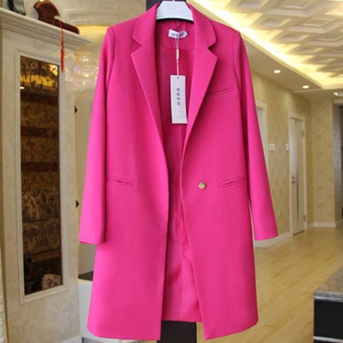 New 9 Colors Womens Korean One Button Lapel Collar Slim Fit Jacket Coat Tops HOT