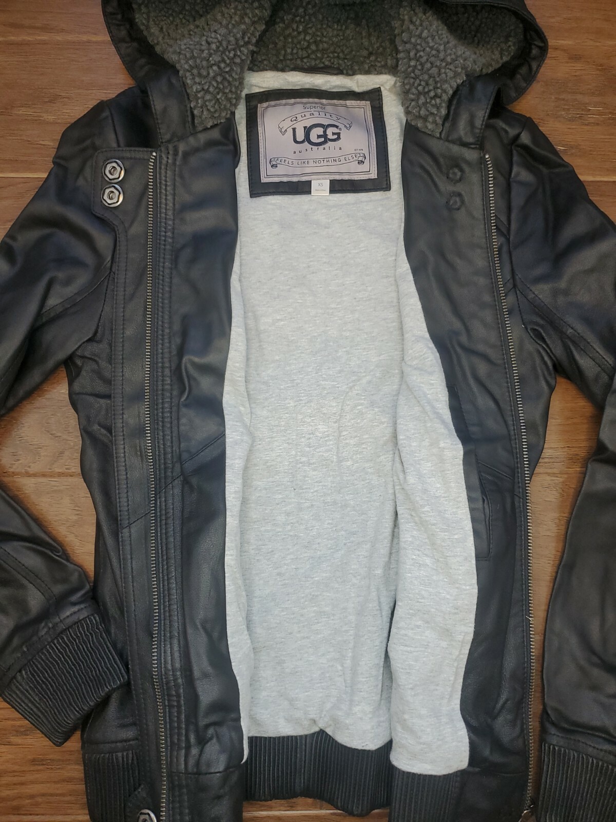 UGG AUSTRALIA Leather Jacket Hoody Women’s XS