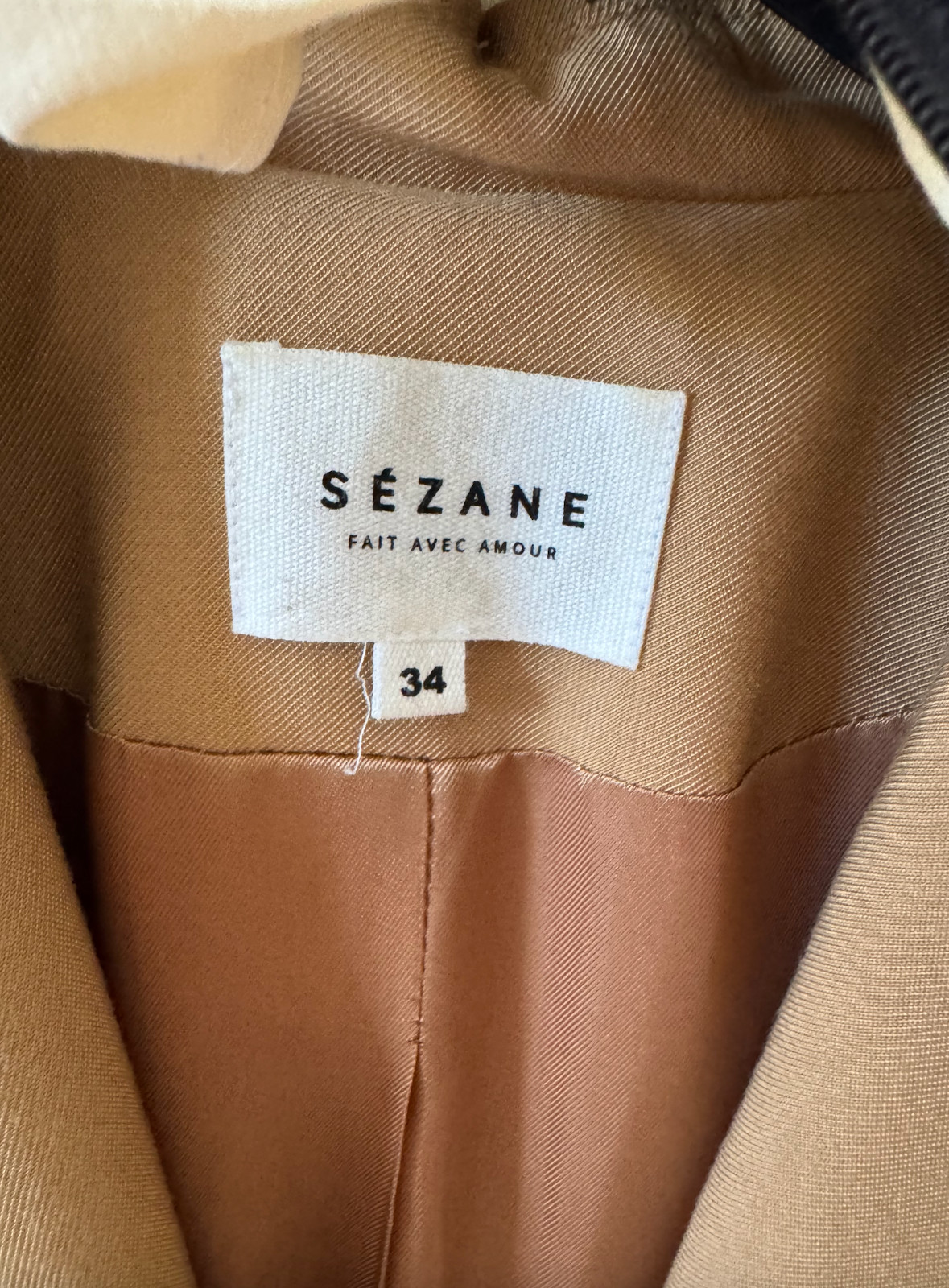 Sezane Oprah Trench Coat Size 34 in good condition with original dust cover