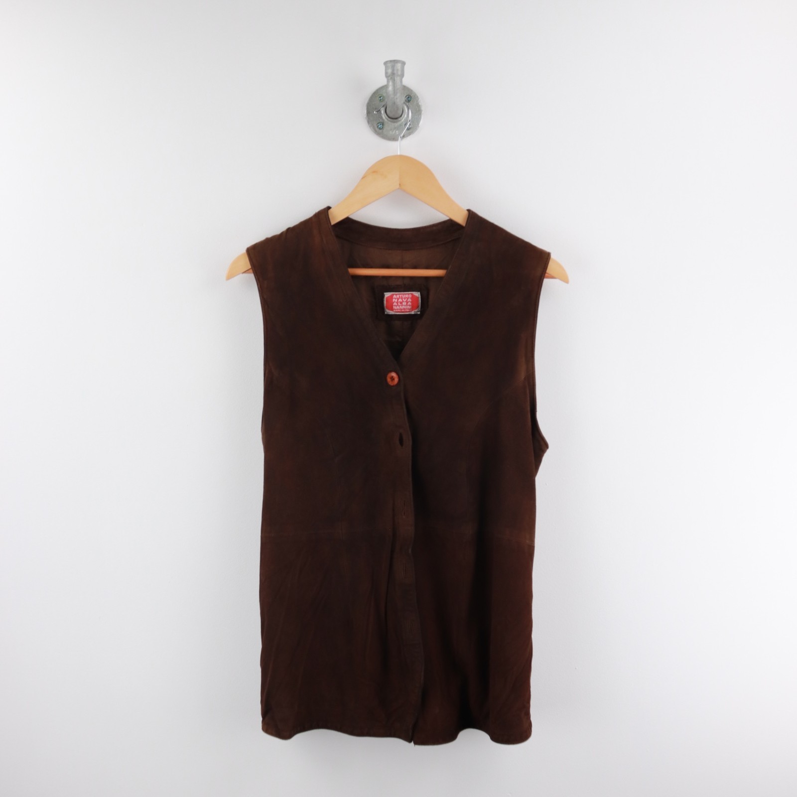 Arturo Nava Alba Nannini Vest Women M Brown Sleeveless Suede
